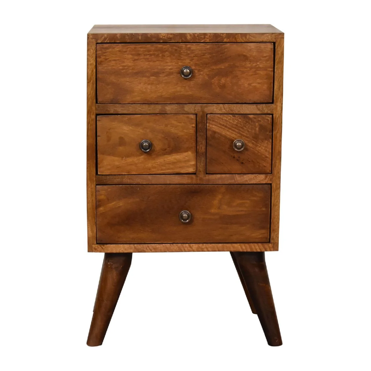 4 Drawer Multi Bedside Table - Chestnut - Image 2