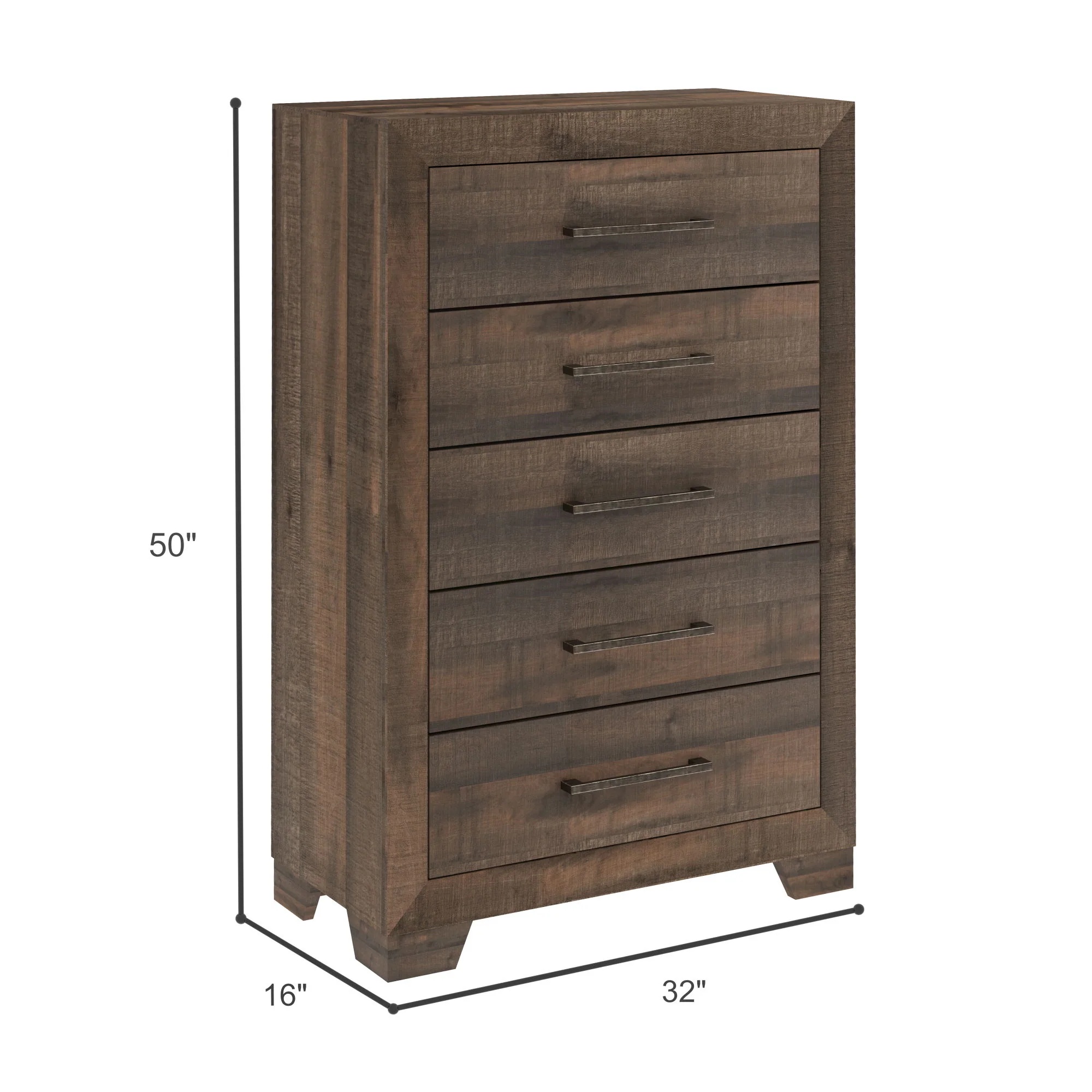 6 Drawer Wooden Dresser - Brown - Image 3