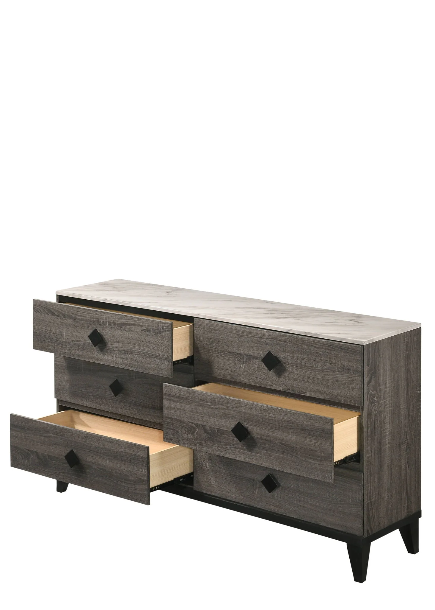 Avantika - Faux Marble Top Rustic Dresser - Gray / Marble / Oak - Image 3