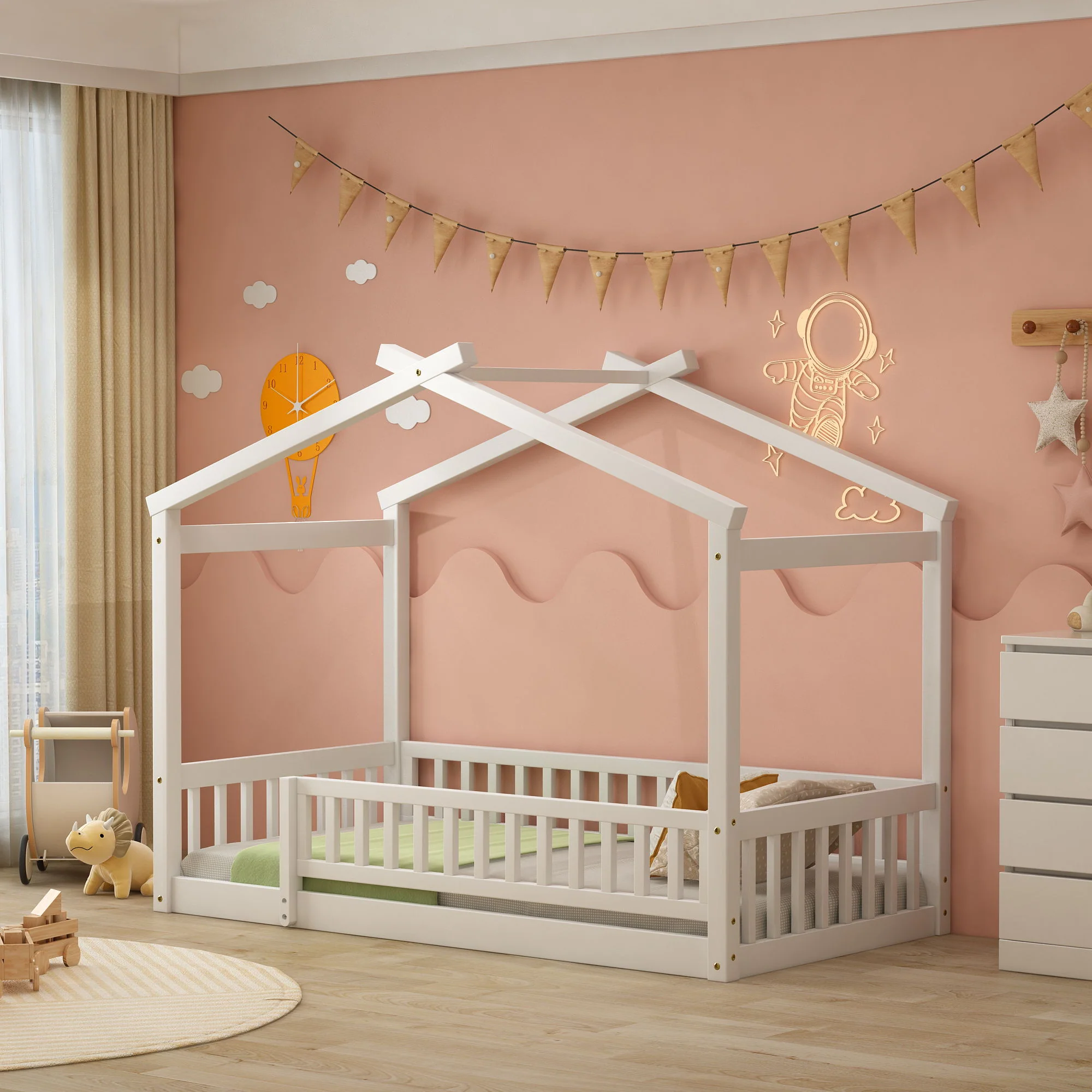Bed House Bed Frame With Fence - Image 17