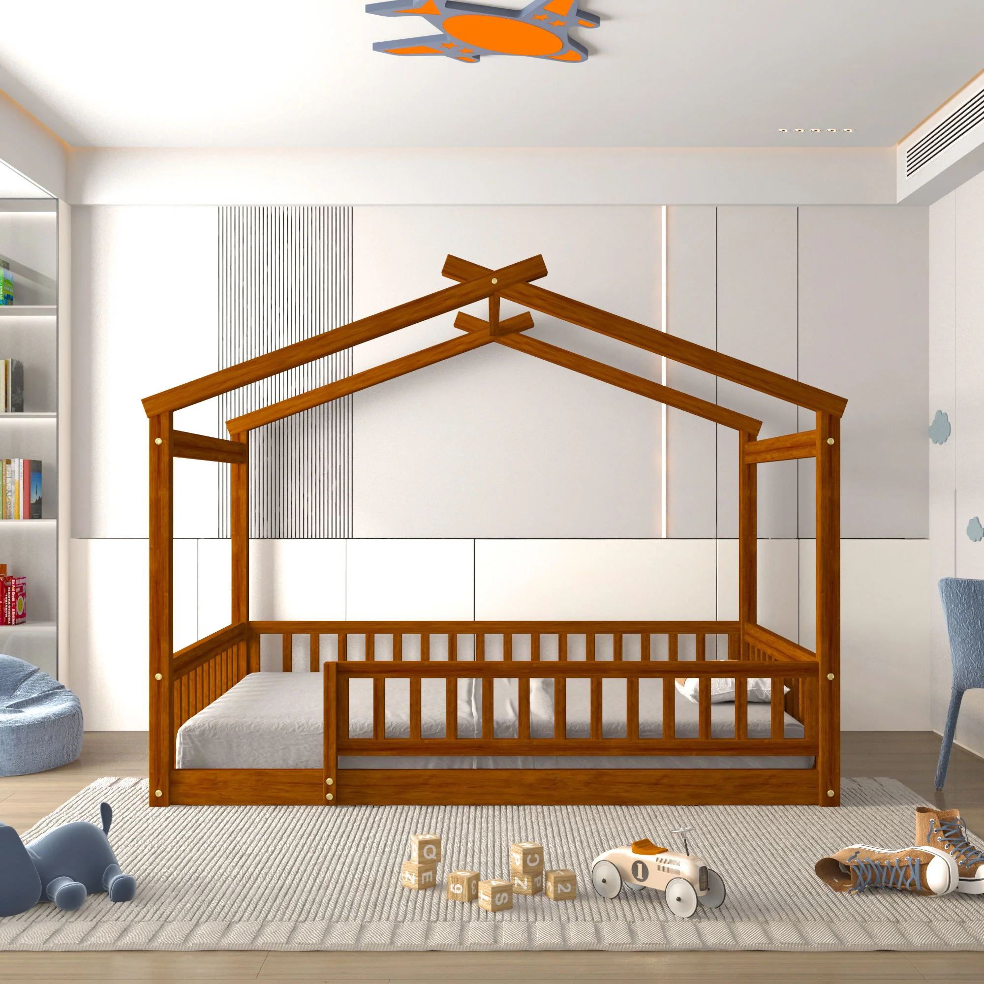 Bed House Bed Frame With Fence - Image 18