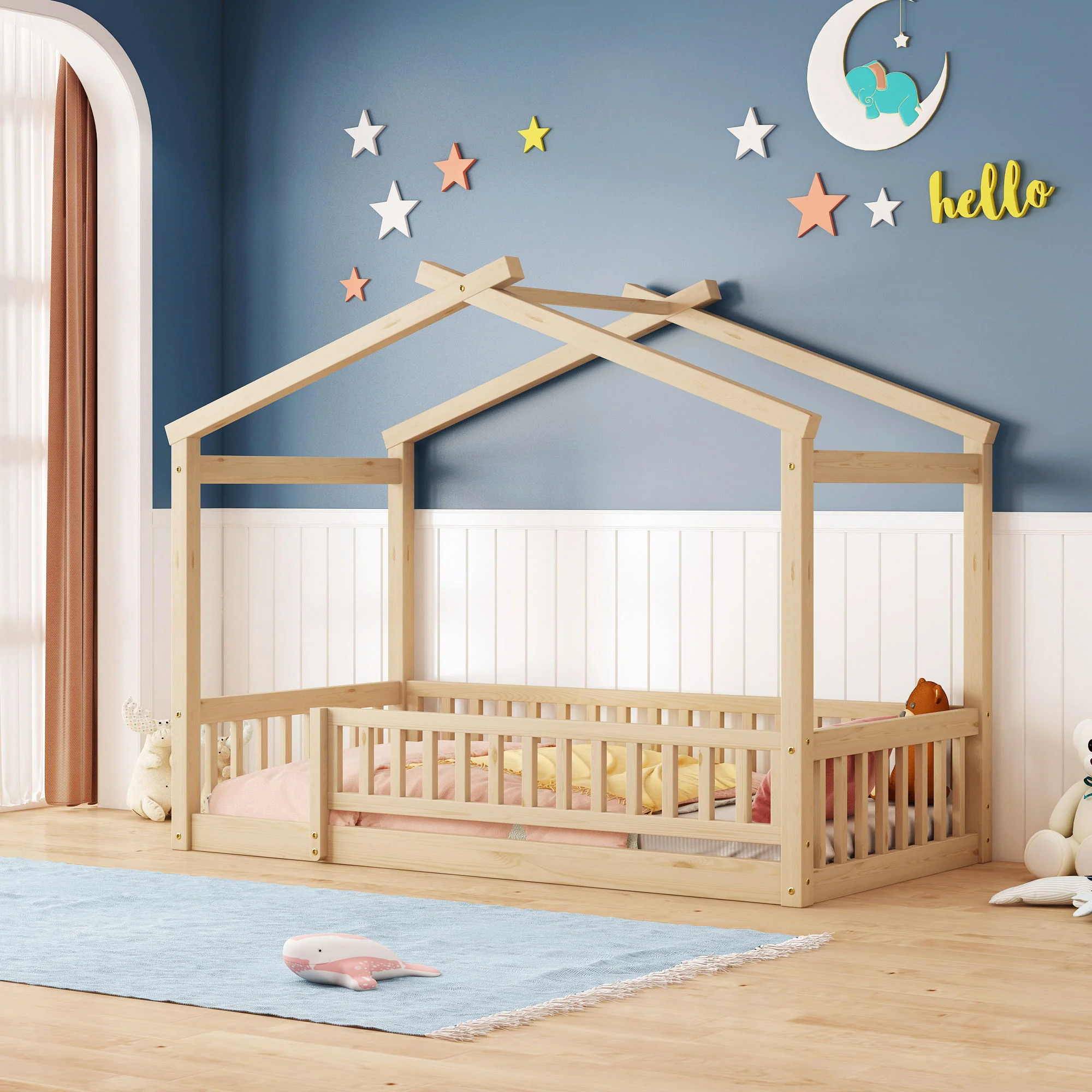 Bed House Bed Frame With Fence - Image 5