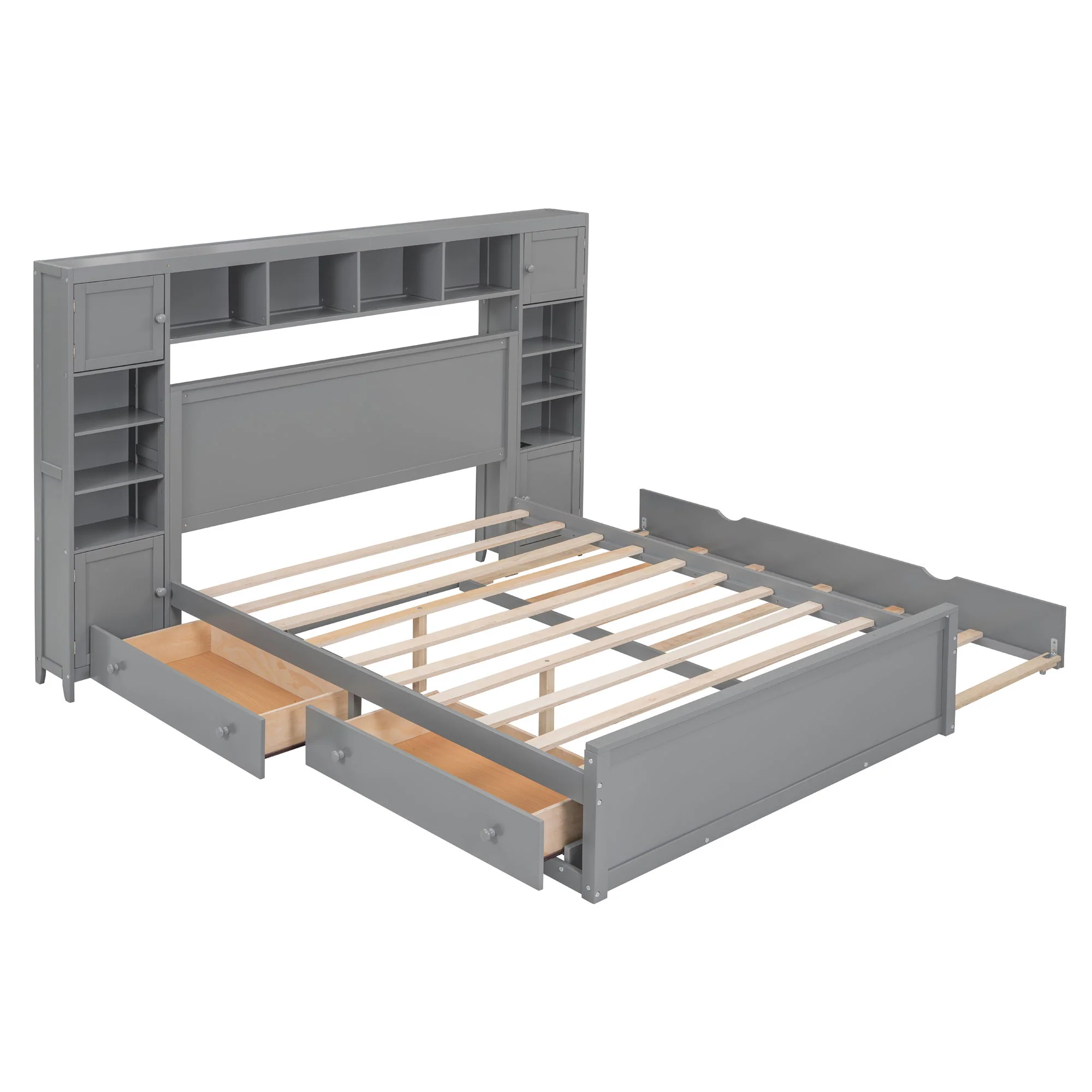 Bed With All In One Cabinet, Shelf And Sockets, Twin Long Trundle - Image 12