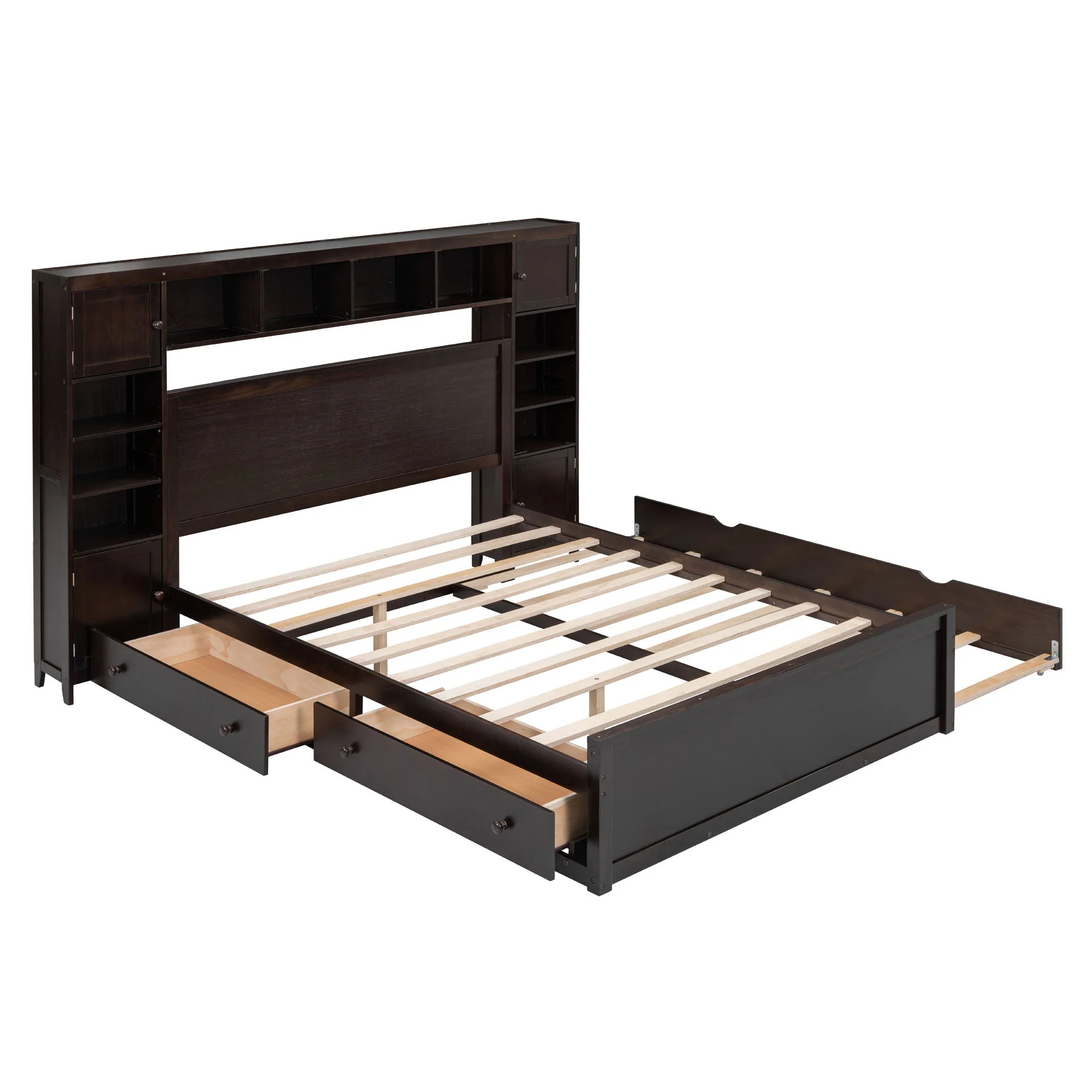 Bed With All In One Cabinet, Shelf And Sockets, Twin Long Trundle - Image 6