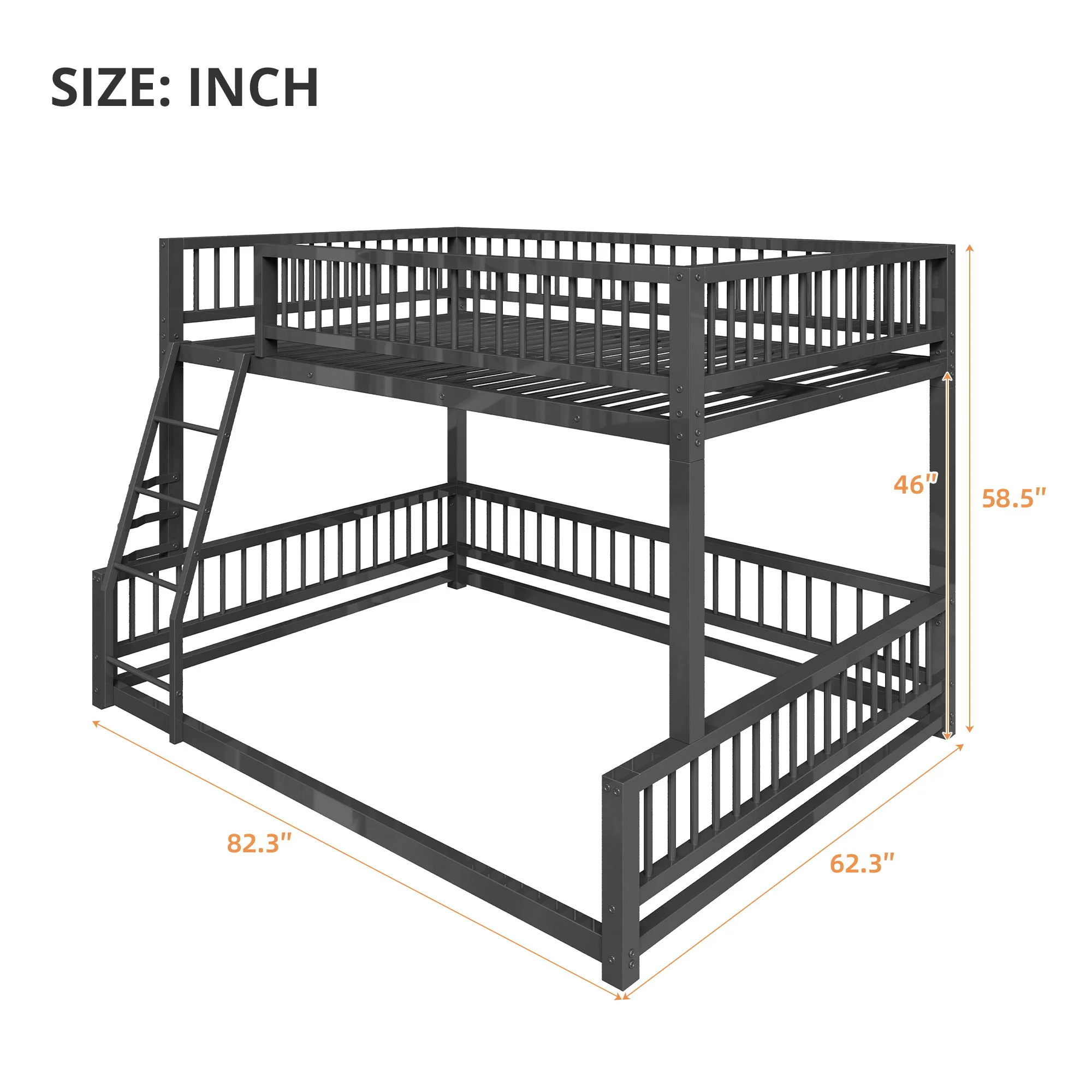 Bunk Bed Frame With Ladder And Safety Guardrails - Image 7