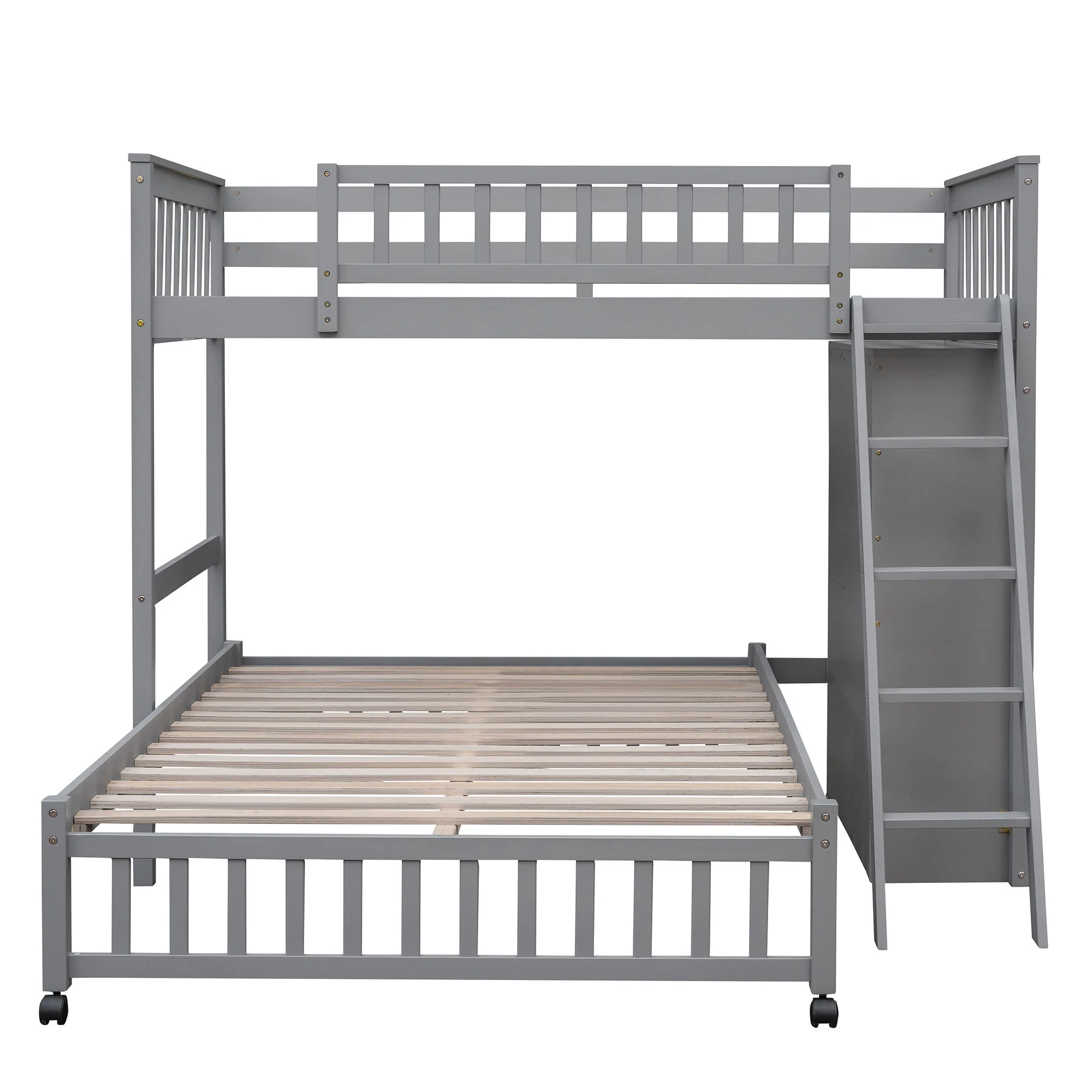 Bunk Bed With 6 Drawers And Flexible Shelves, Bottom Bed With Wheels - Image 6