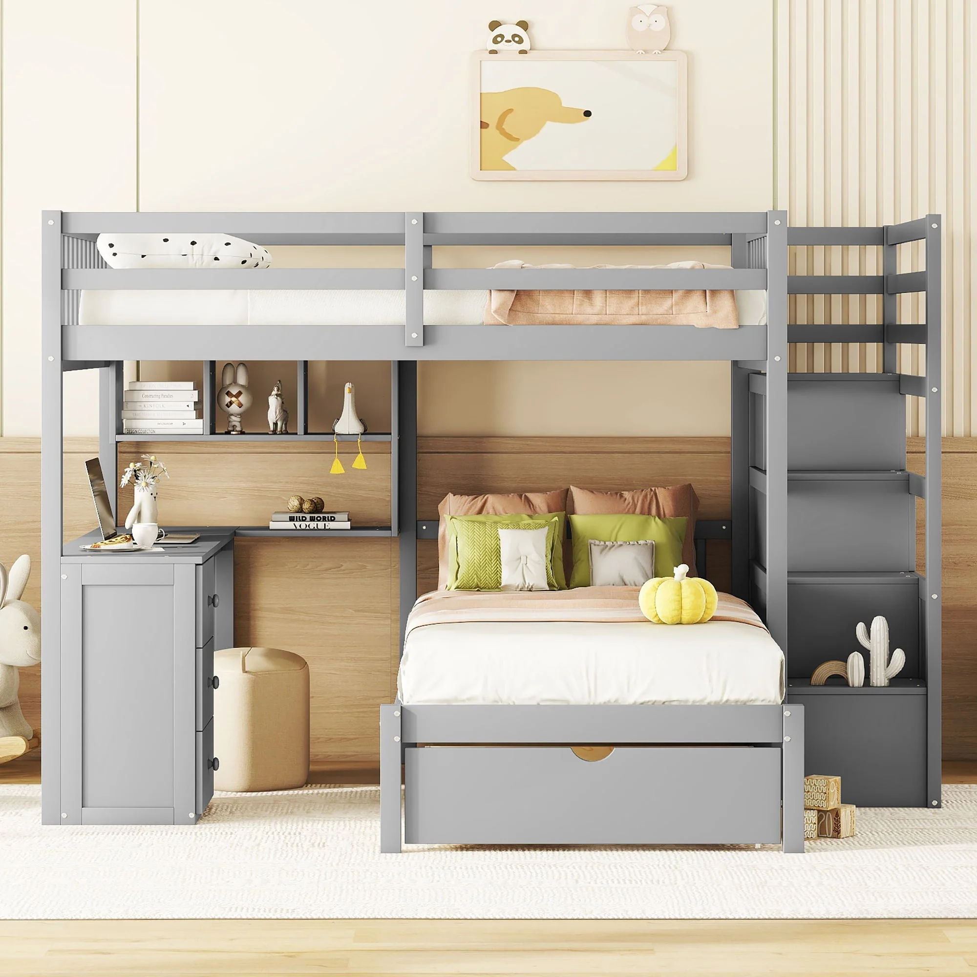 Bunk Bed With Desk, Drawers And Shelves - Image 4