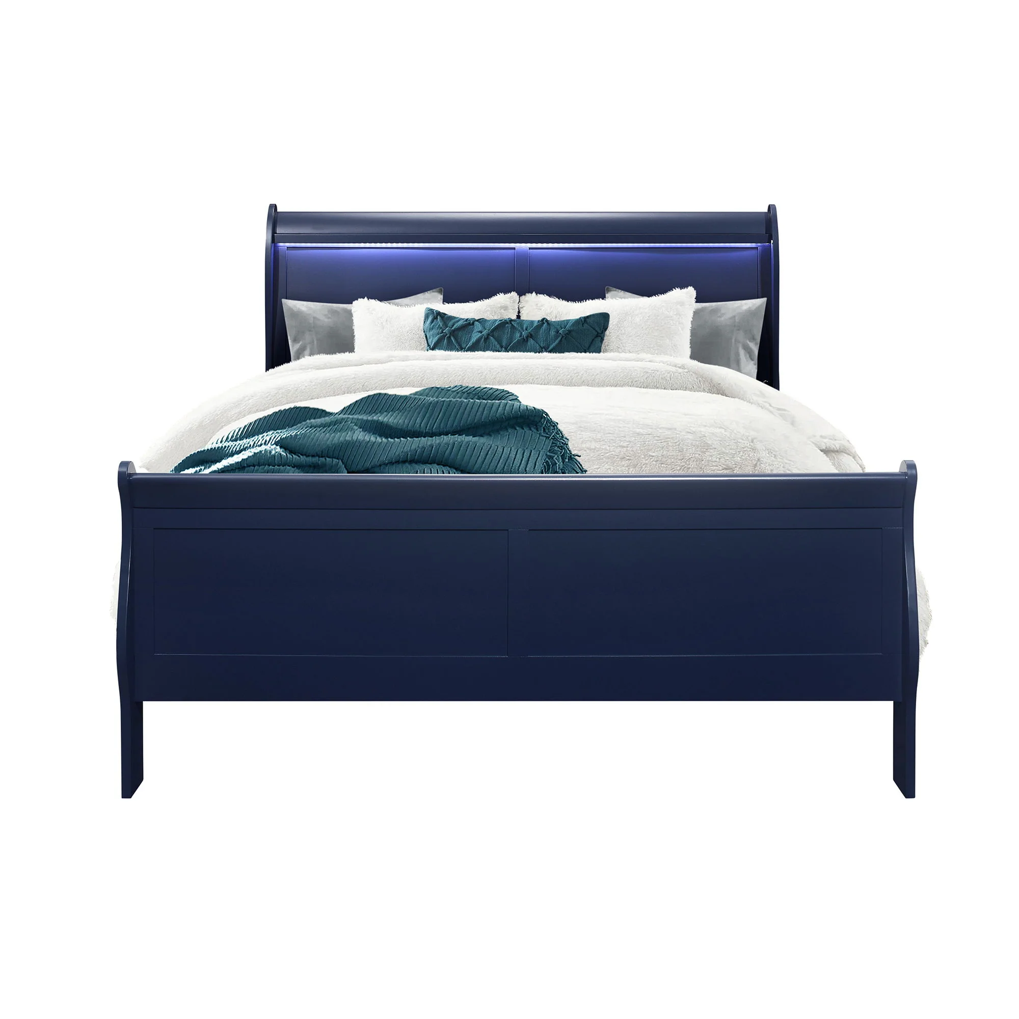 Charlston - Modern Sleigh Design Bed With LED - Image 5