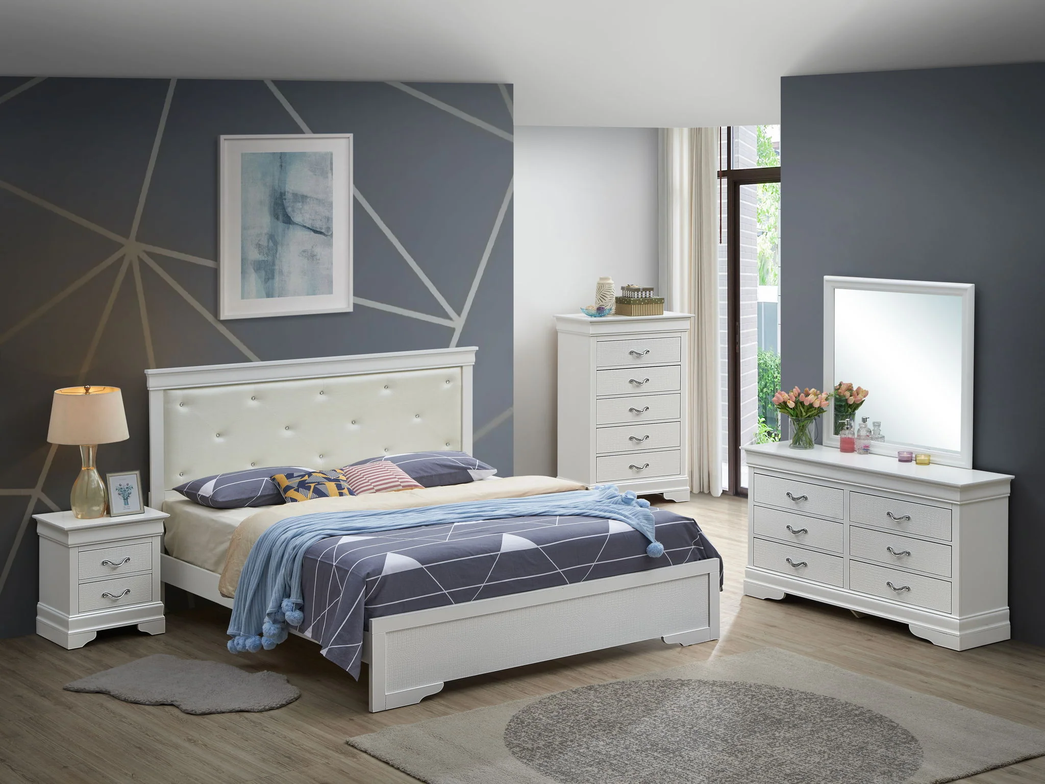 Chic Elegantly Designed Transitional Bed - Image 11