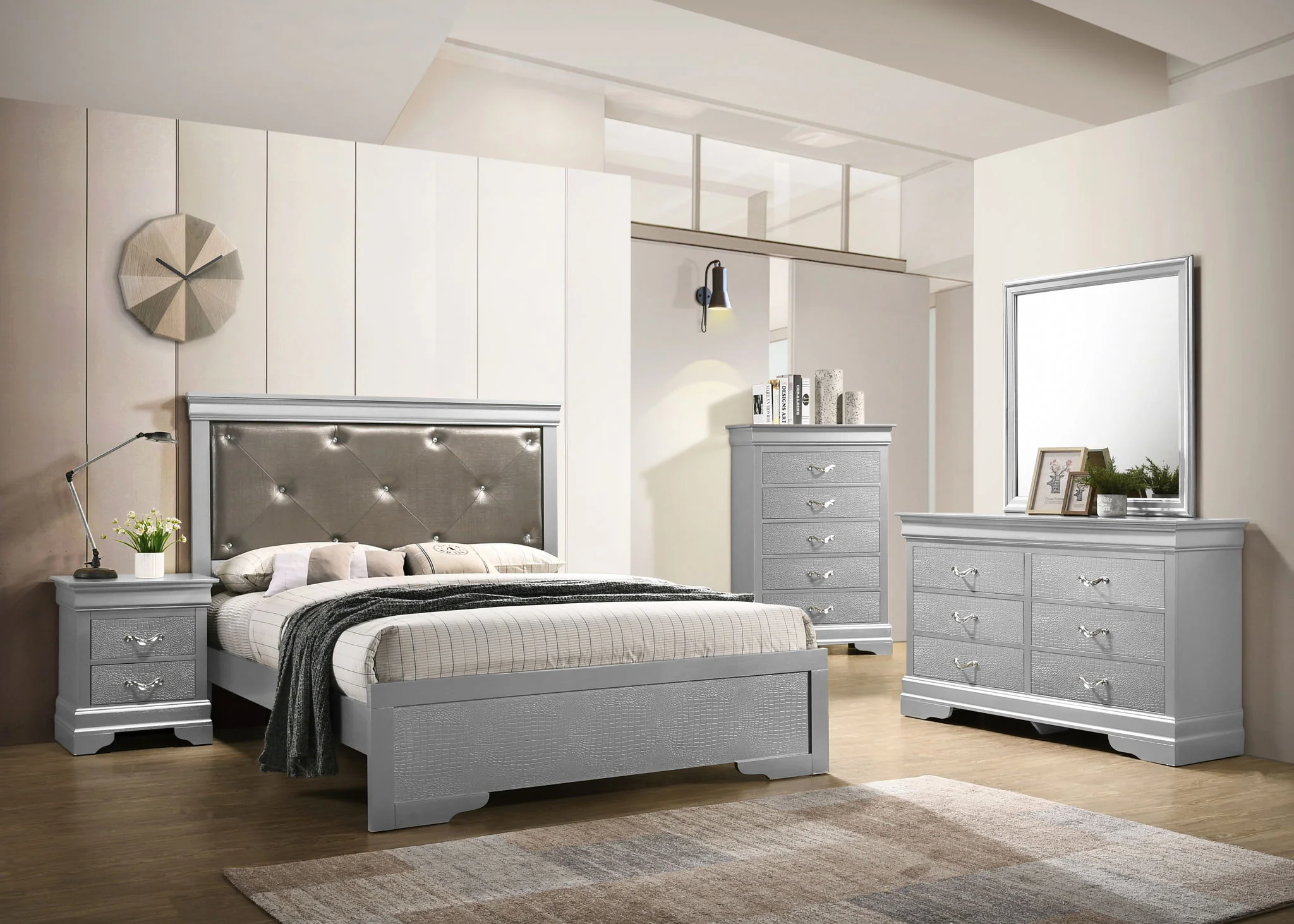 Chic Elegantly Designed Transitional Bed - Image 15
