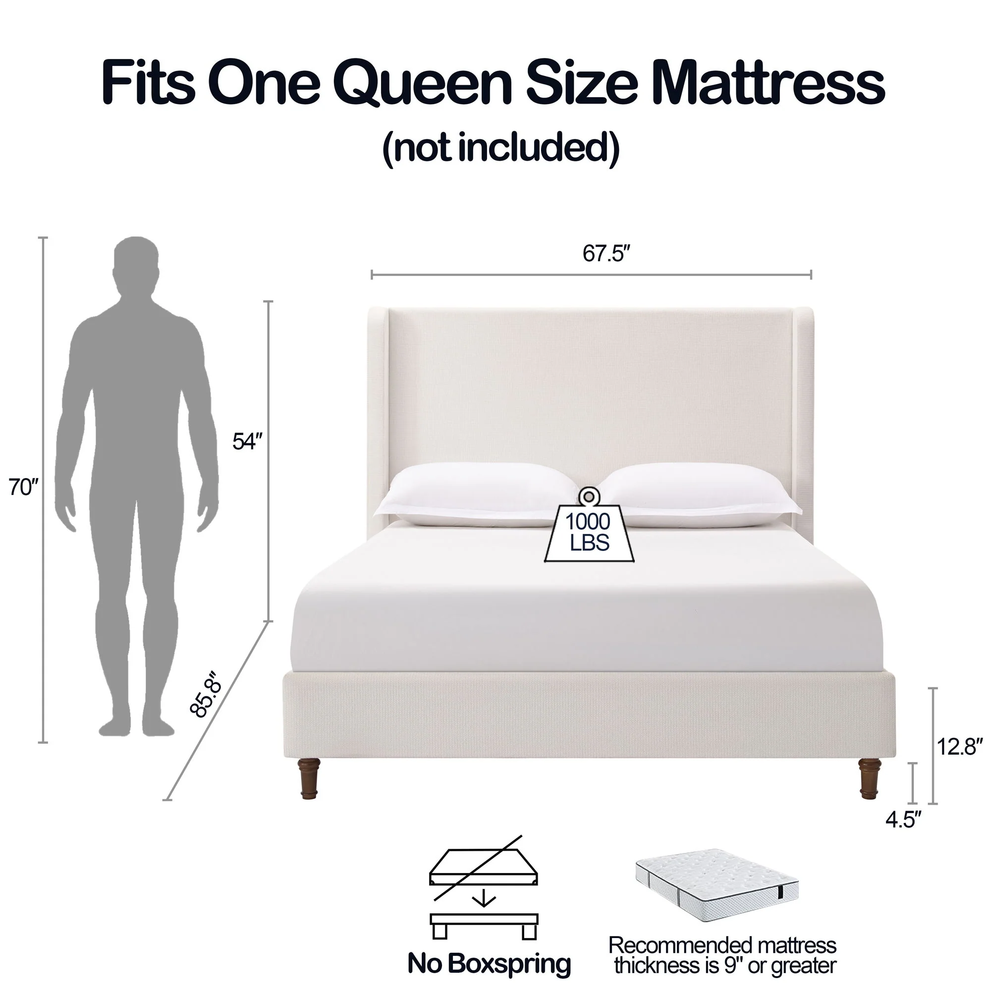 Harper - Tall Headboard Upholstered Bed / High Headboard / Elegant Simplicity / No Box Spring Needed - Image 9