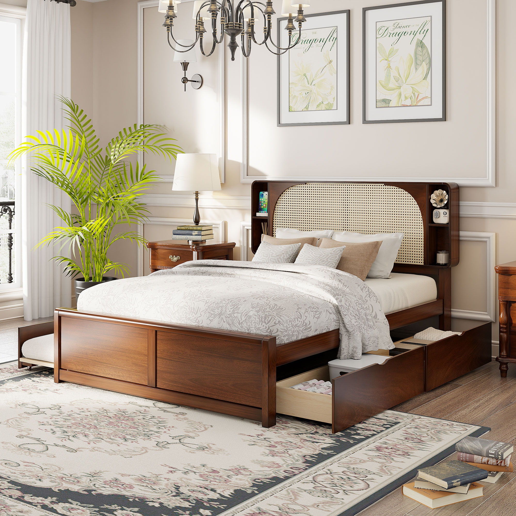 Headboard Bed With 2 Drawers And Trundle - Image 3