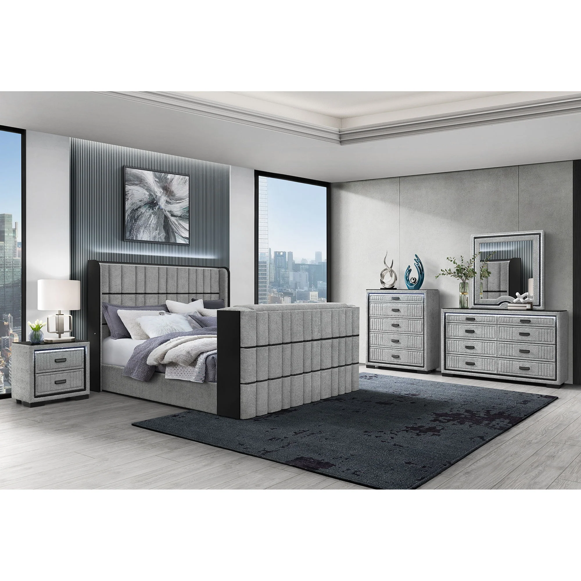 Isaiah - Bed With TV Lift-LED Speakers And Fireplace - Image 10