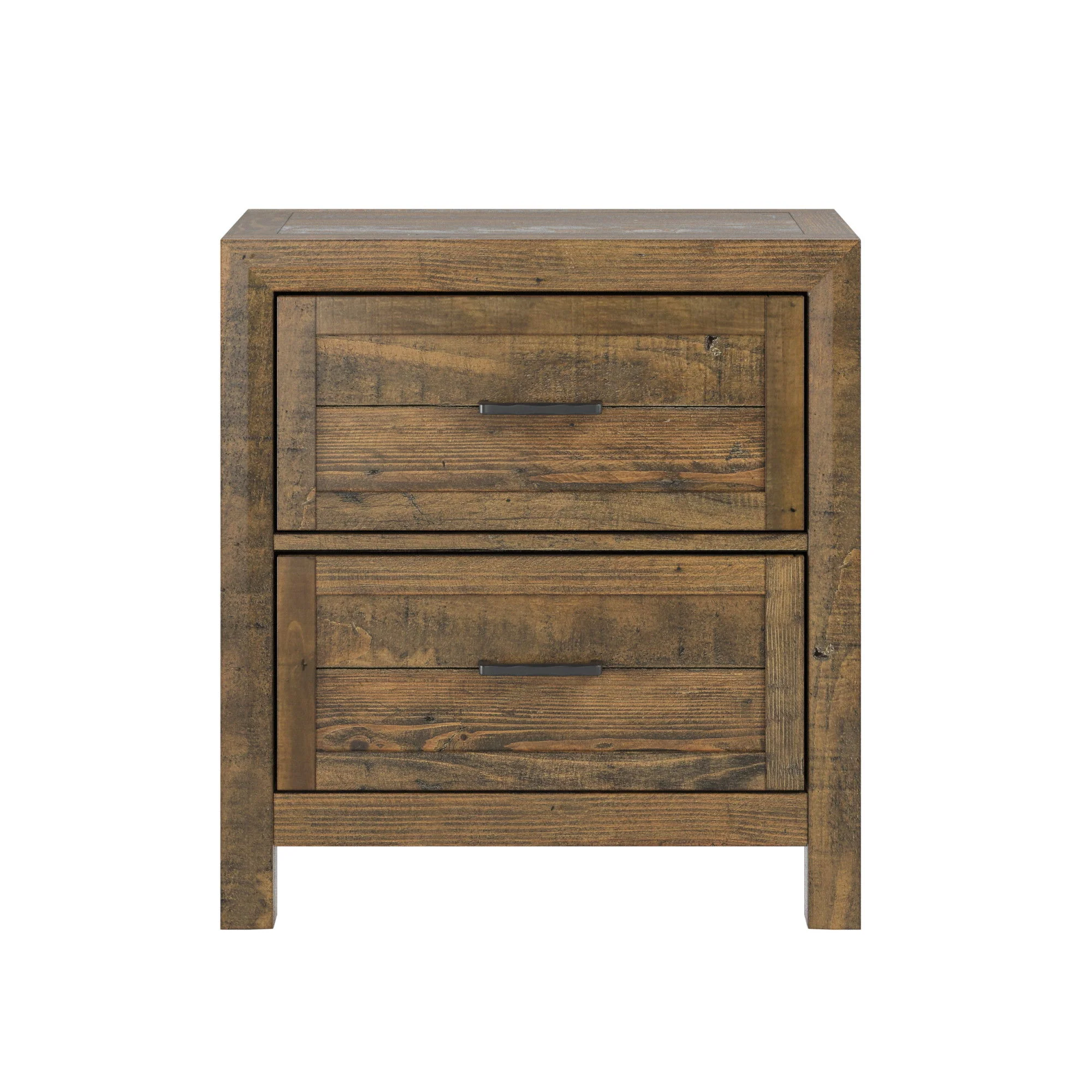 Rustic 2 Drawer Nightstand - Brown - Wood - Image 2