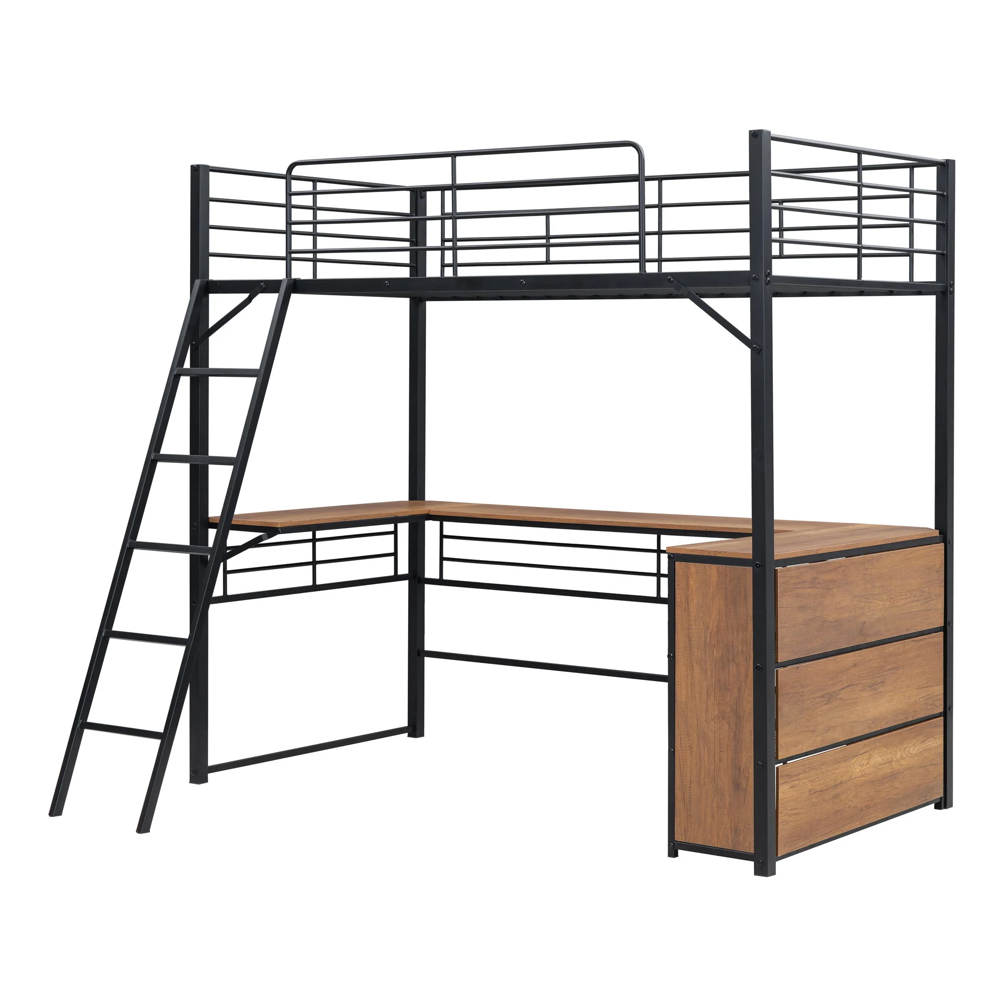 Loft Bed & 3 Layers Of Shelves And L-Shaped Desk - Image 10