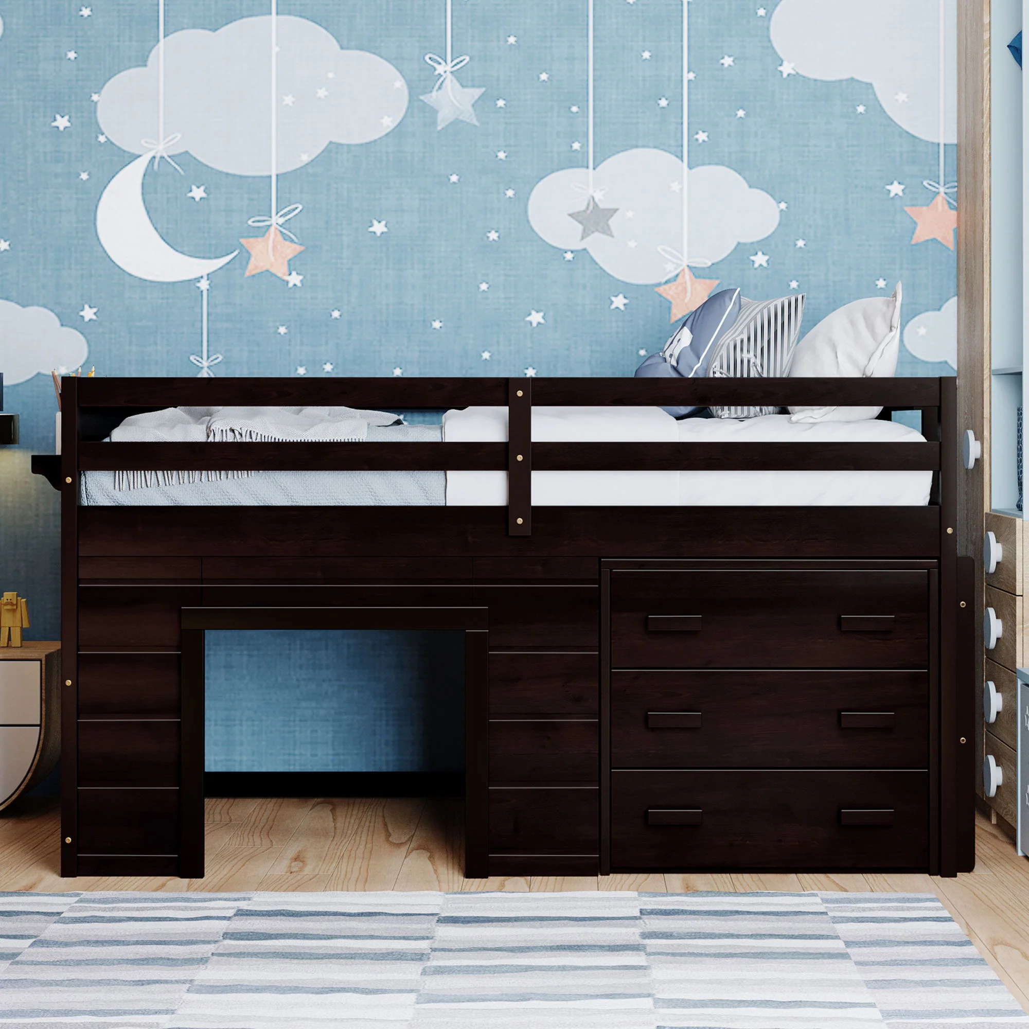 Loft Bed With Cabinet And Shelf - Image 7