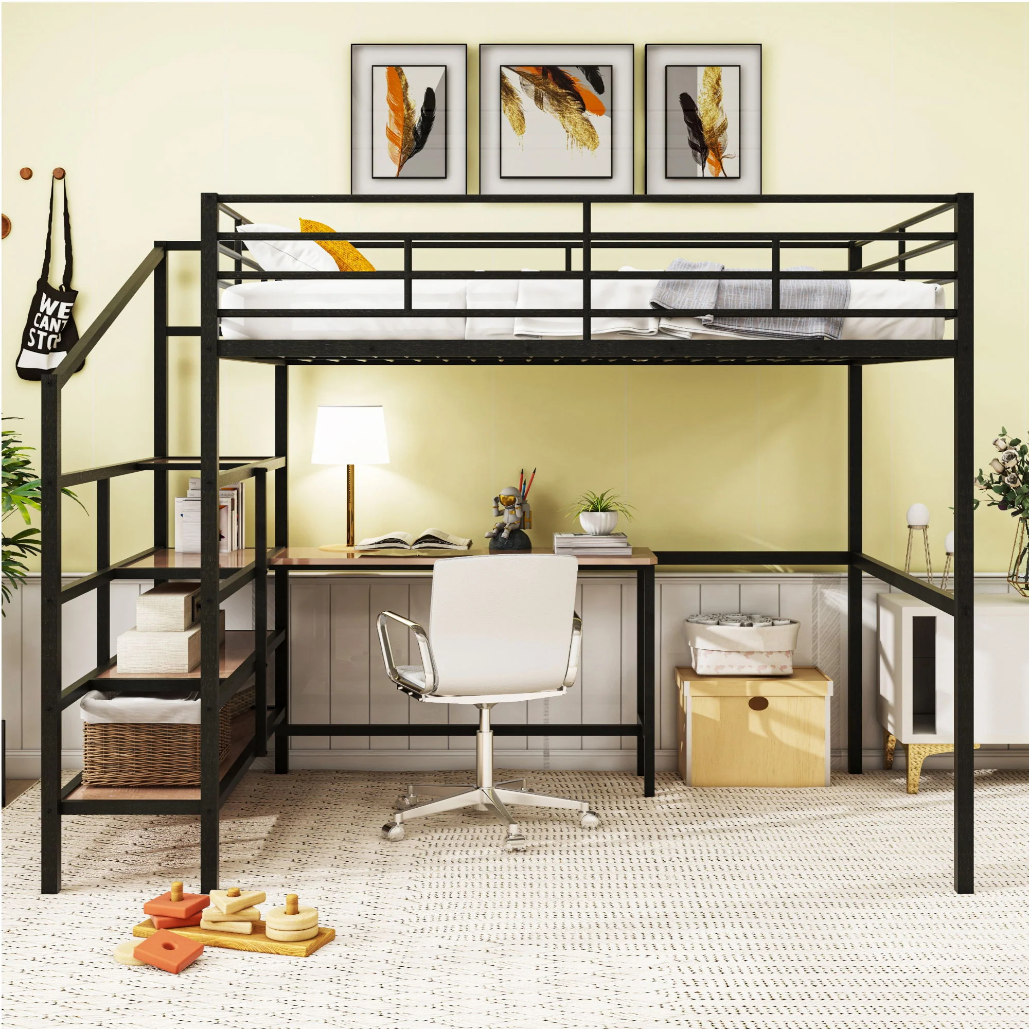Loft Bed With Desk And Lateral Storage Ladder - Image 8