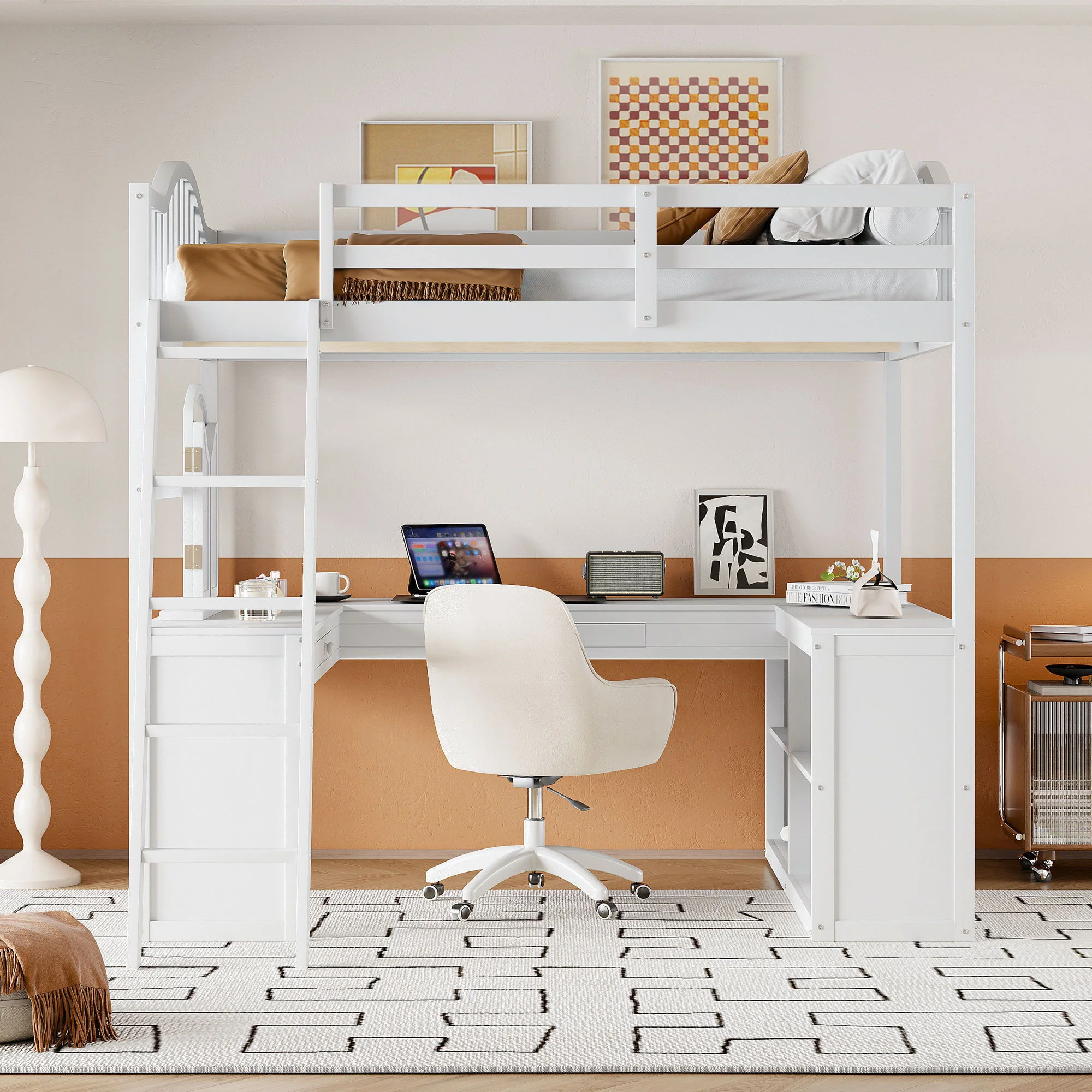 Loft Bed With Drawers, Cabinet, Shelves With Desk - Image 2