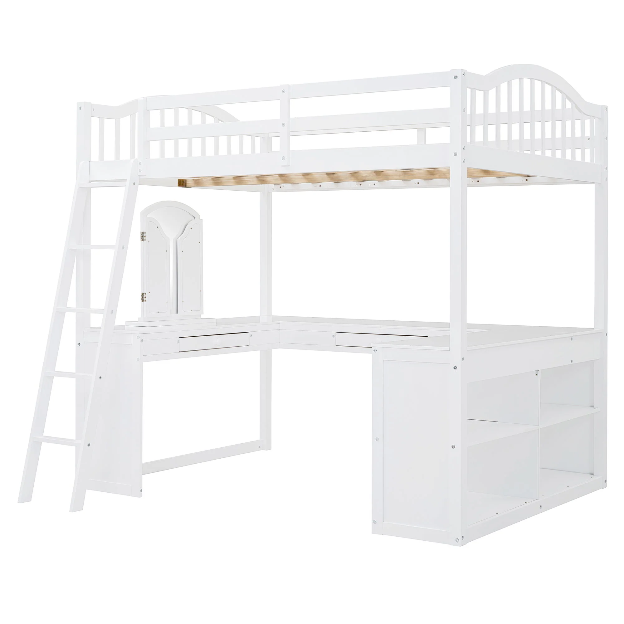 Loft Bed With Drawers, Cabinet, Shelves With Desk - Image 3