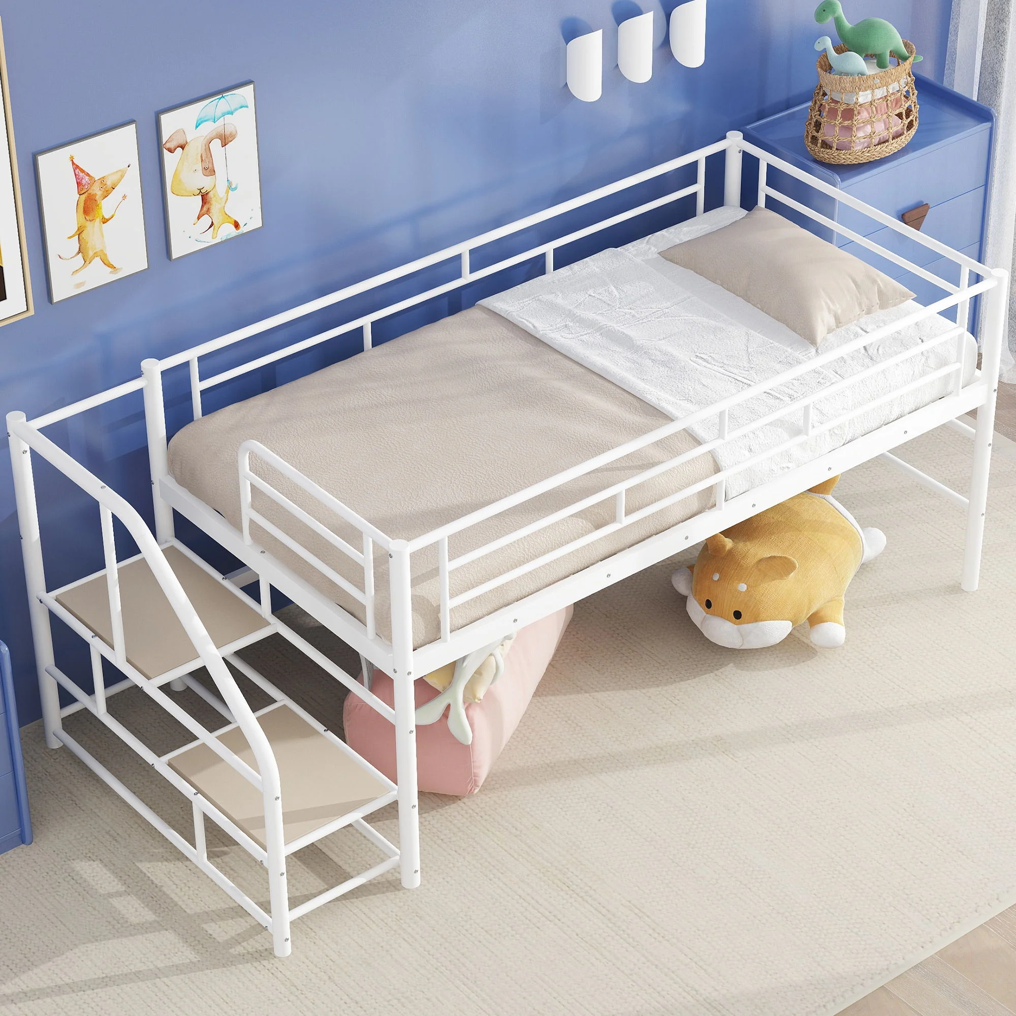 Loft Bed With Storage Stairs And Metal Frame - Image 8