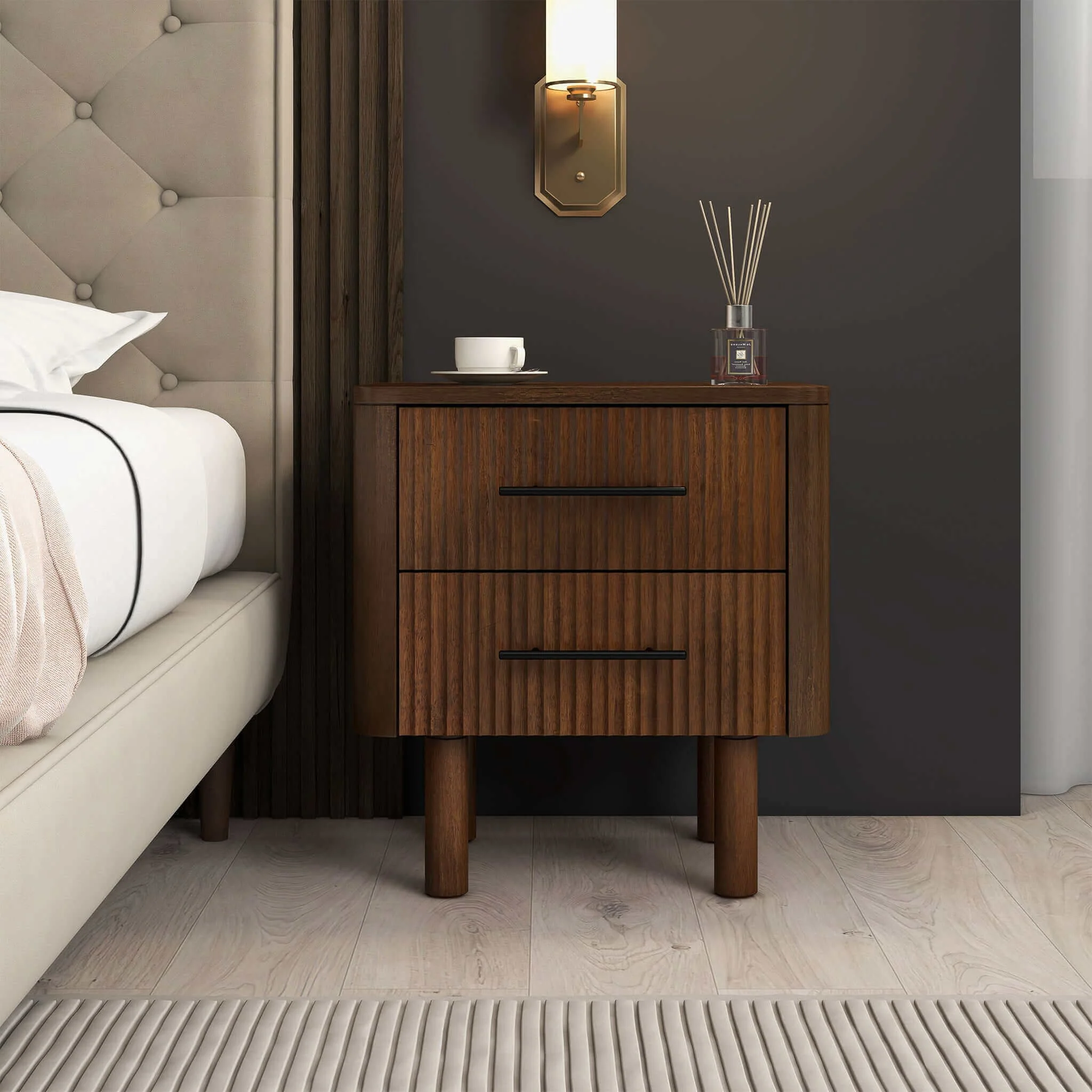 Logan - Nightsd Bed Side Tables With 2 Drawers - Brown - Image 4