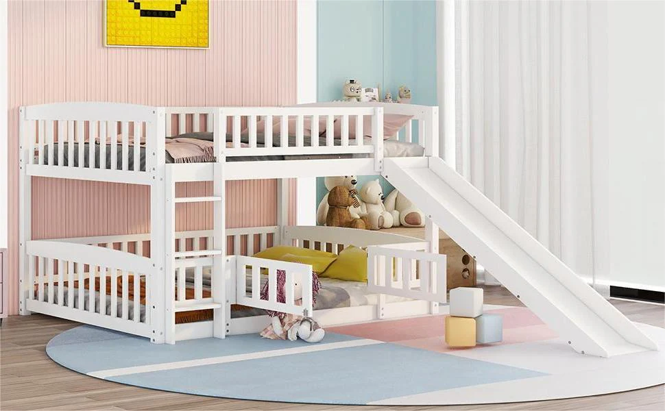 Low Bunk Bed With Slide, Fence And Ladder - Image 22