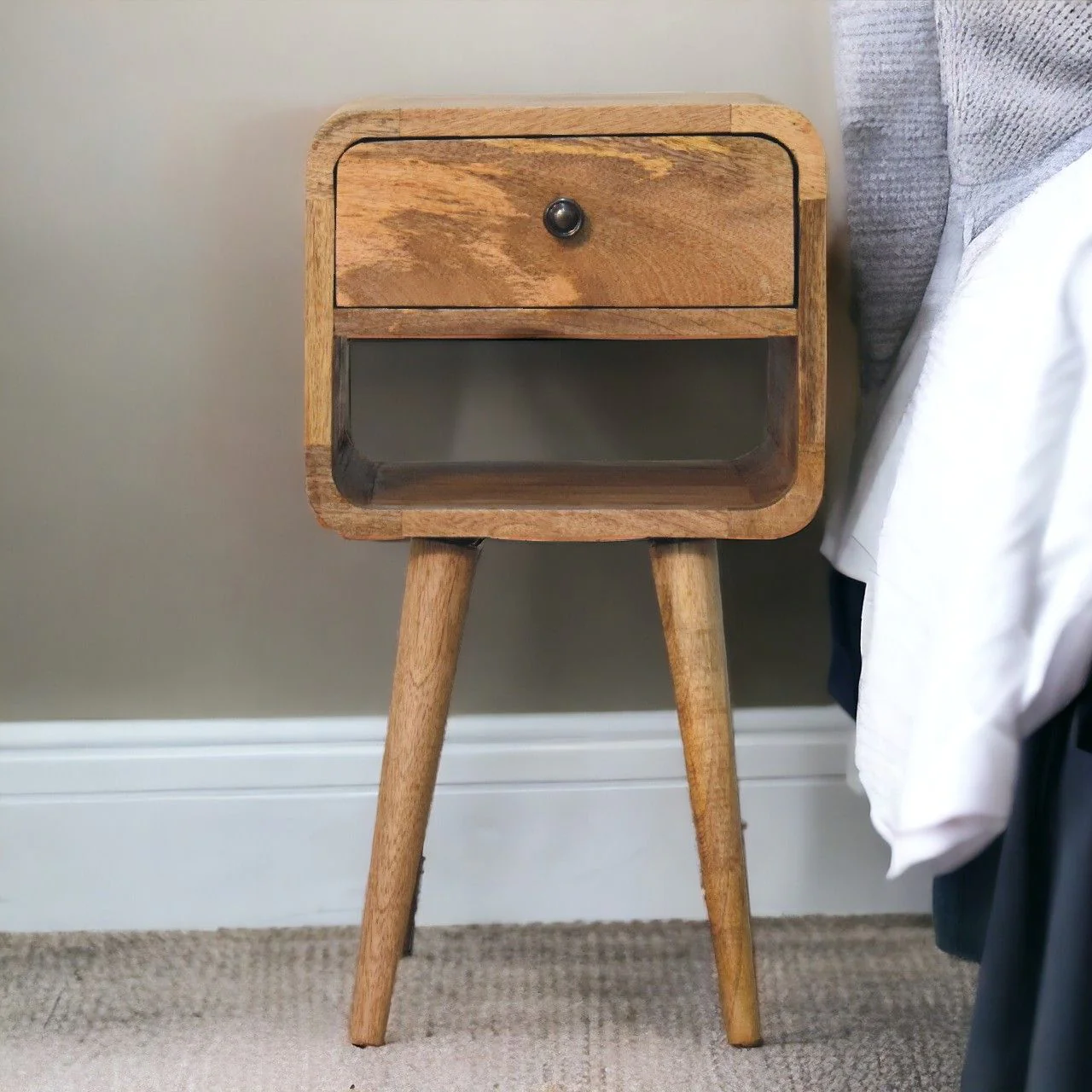 Mini Chestnut Curve Lower Bedside Nifhtstand - Image 2