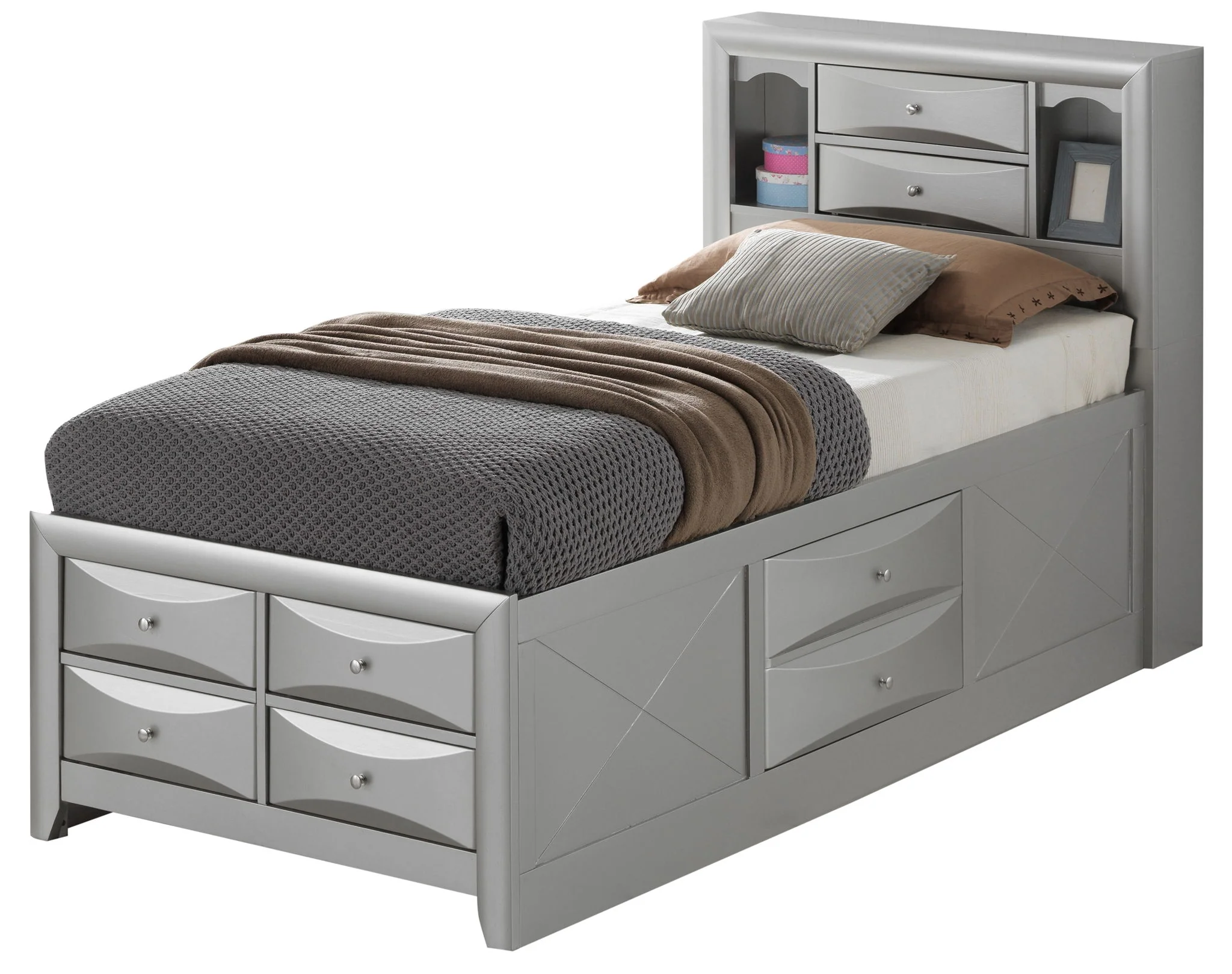 Modern Design Storage Bed With Bookcase Headboard - Image 3