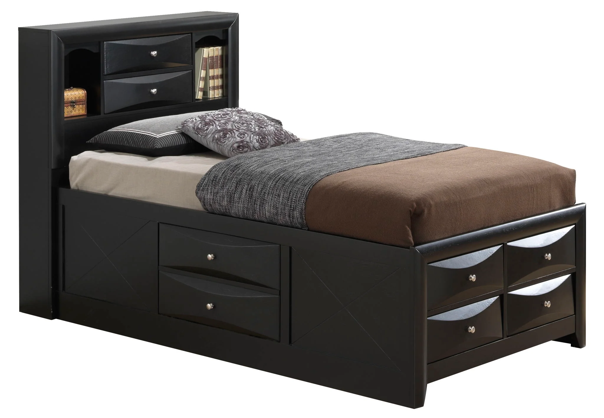Modern Design Storage Bed With Bookcase Headboard - Image 41