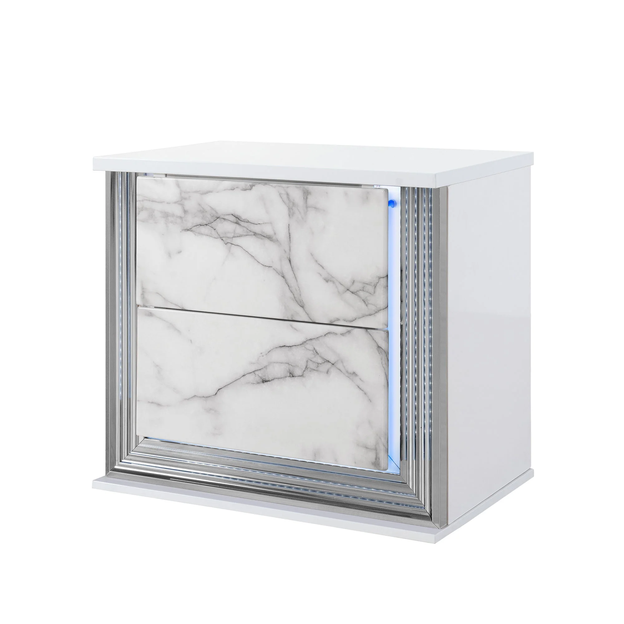 Moon - Marble Nightstand With LED - White - Image 3