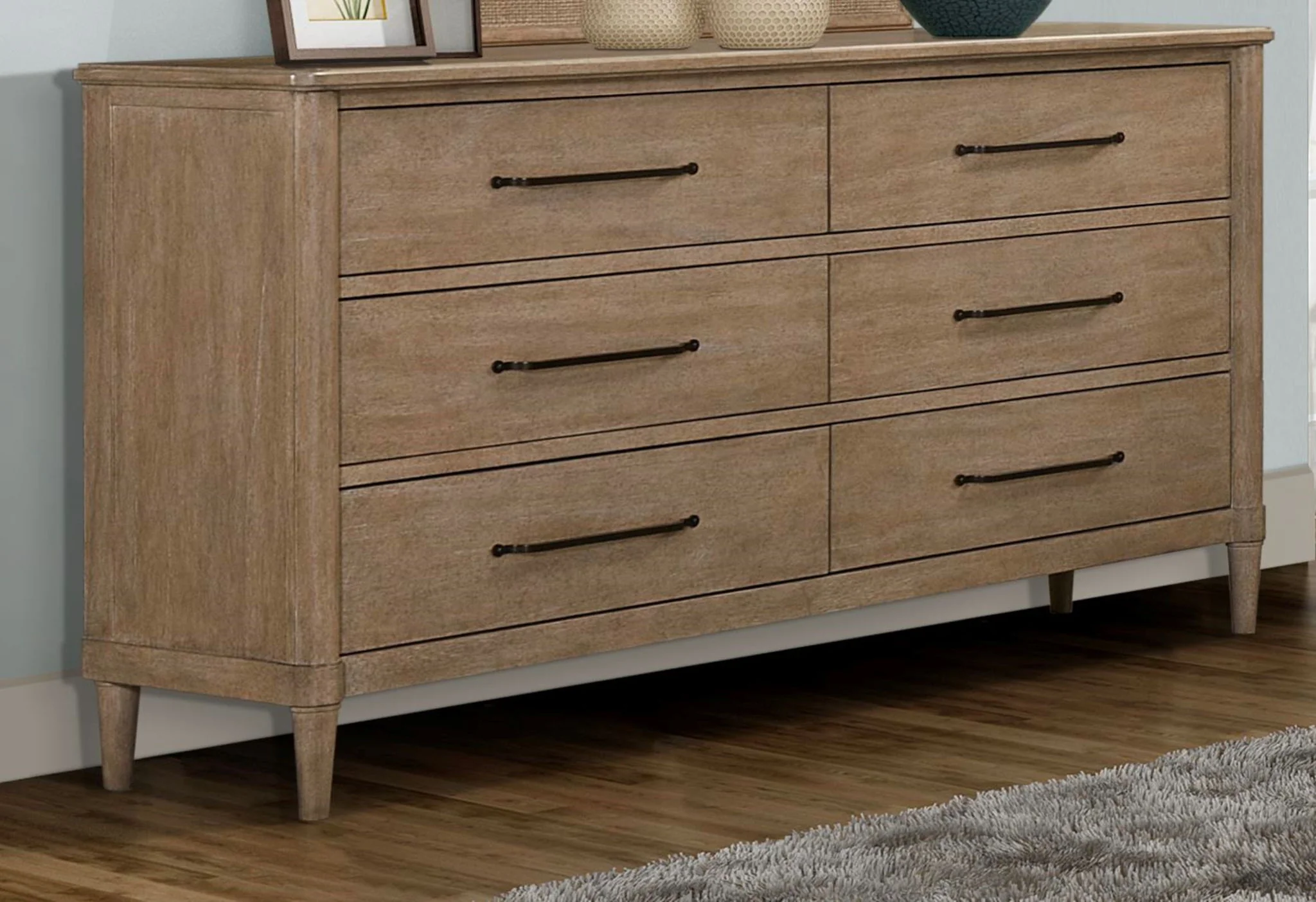 Panel Bedroom Set With 3 Drawer Nightstand, Casual Dresser, Cane Mirror, 3 Drawer Cane Front Chest And Bench - Image 4