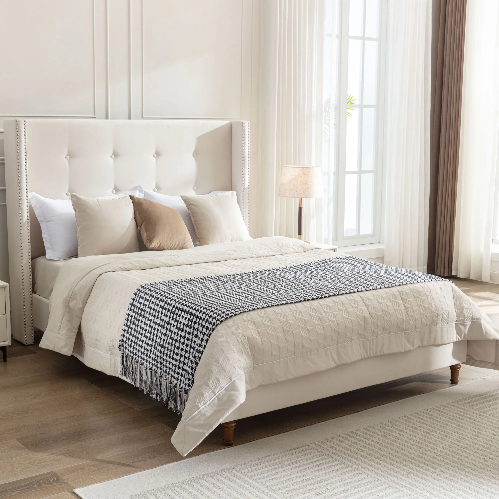 Peyton - Upholstered Bed With 54" High Headboard, Traditional Hand Buttoned Tufting - Image 13