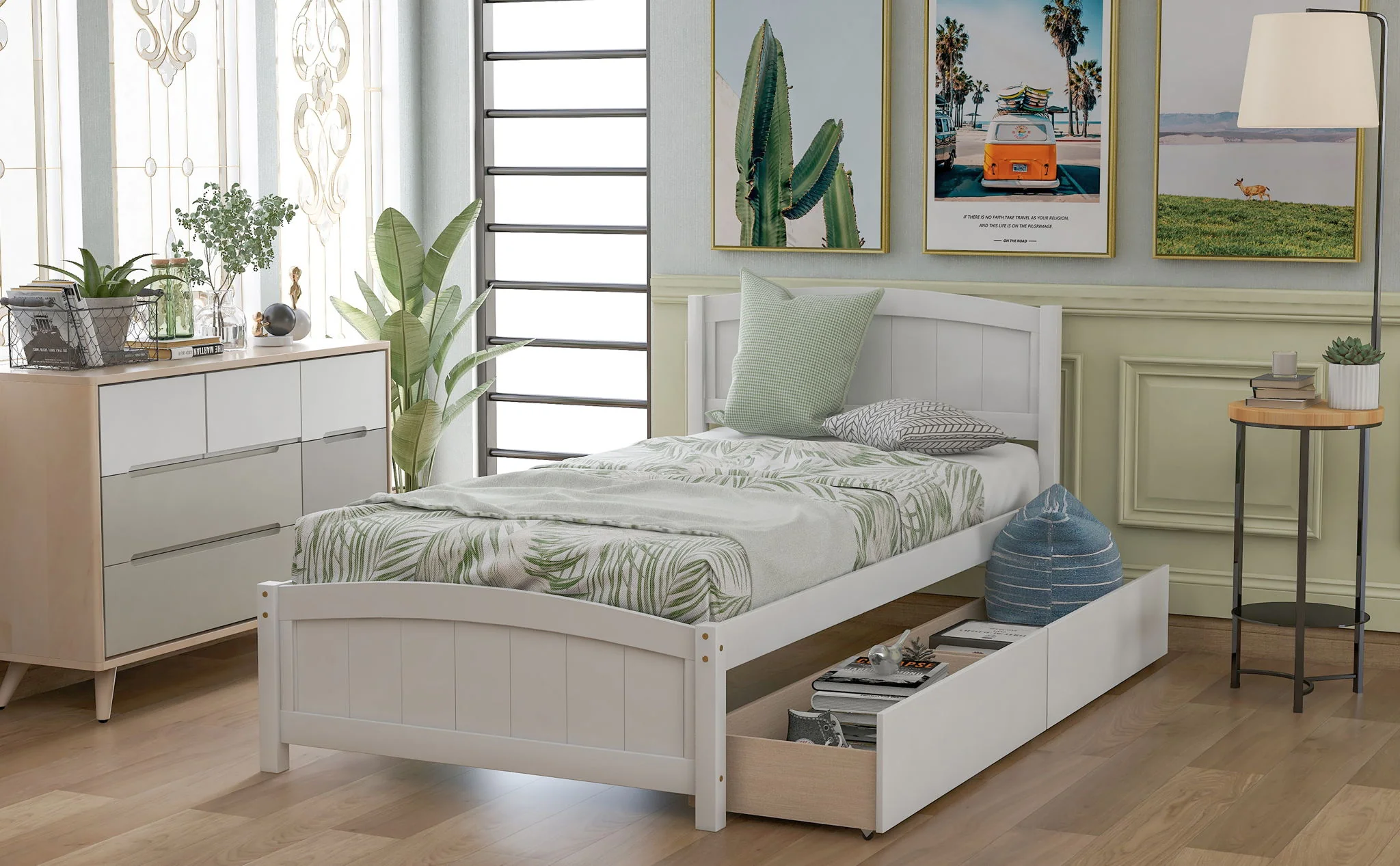 Platform Bed & Headboard, Footboard And Wood Slat Support - Image 33