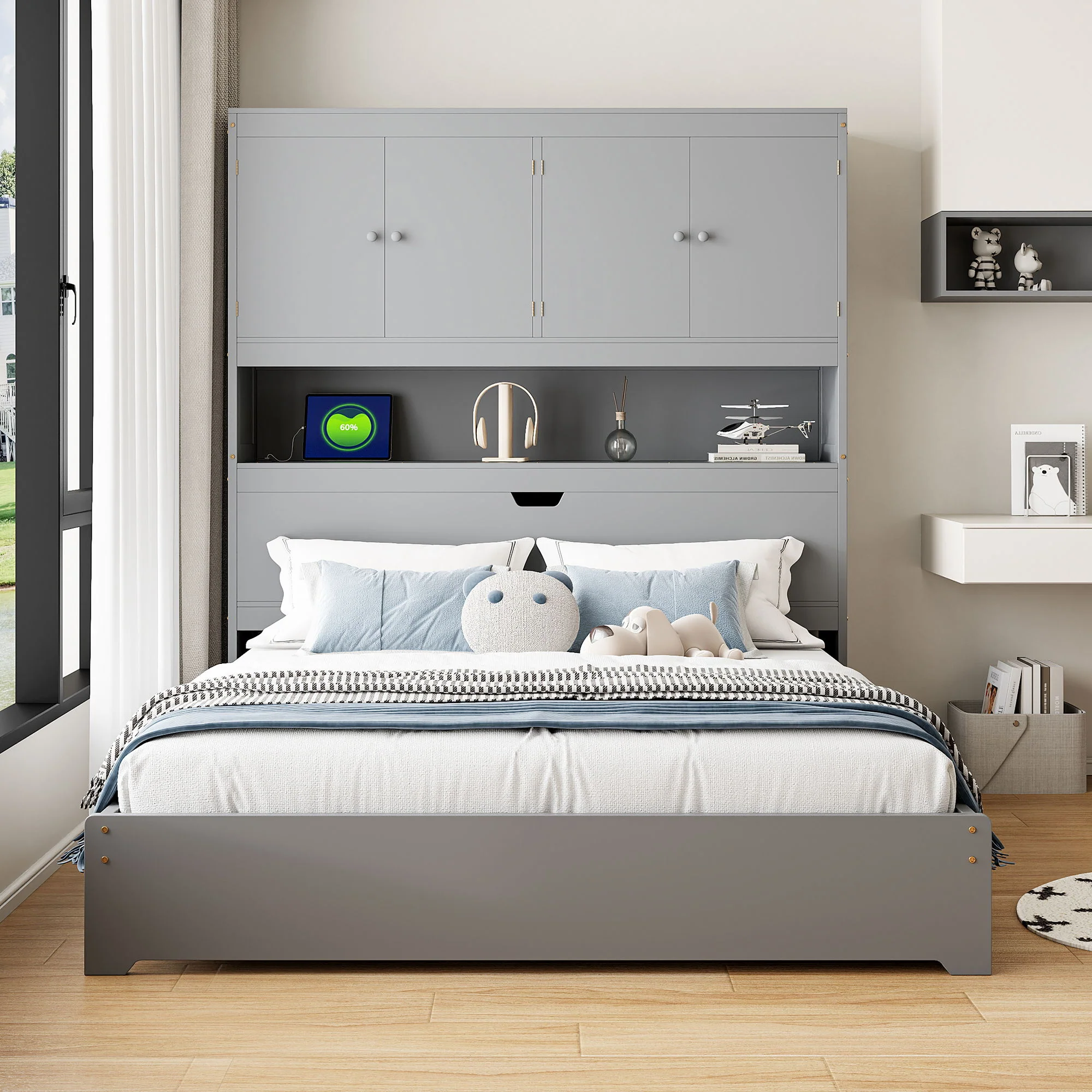 Platform Bed With USB, Storage Headboard & Drawers - Image 3