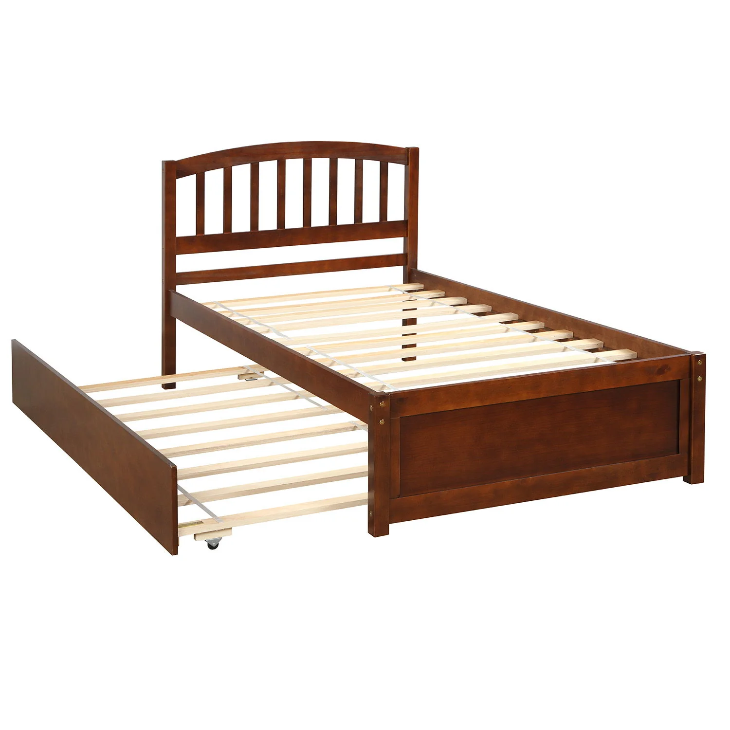 Platform Bed Wood Bed Frame With Trundle - Image 6