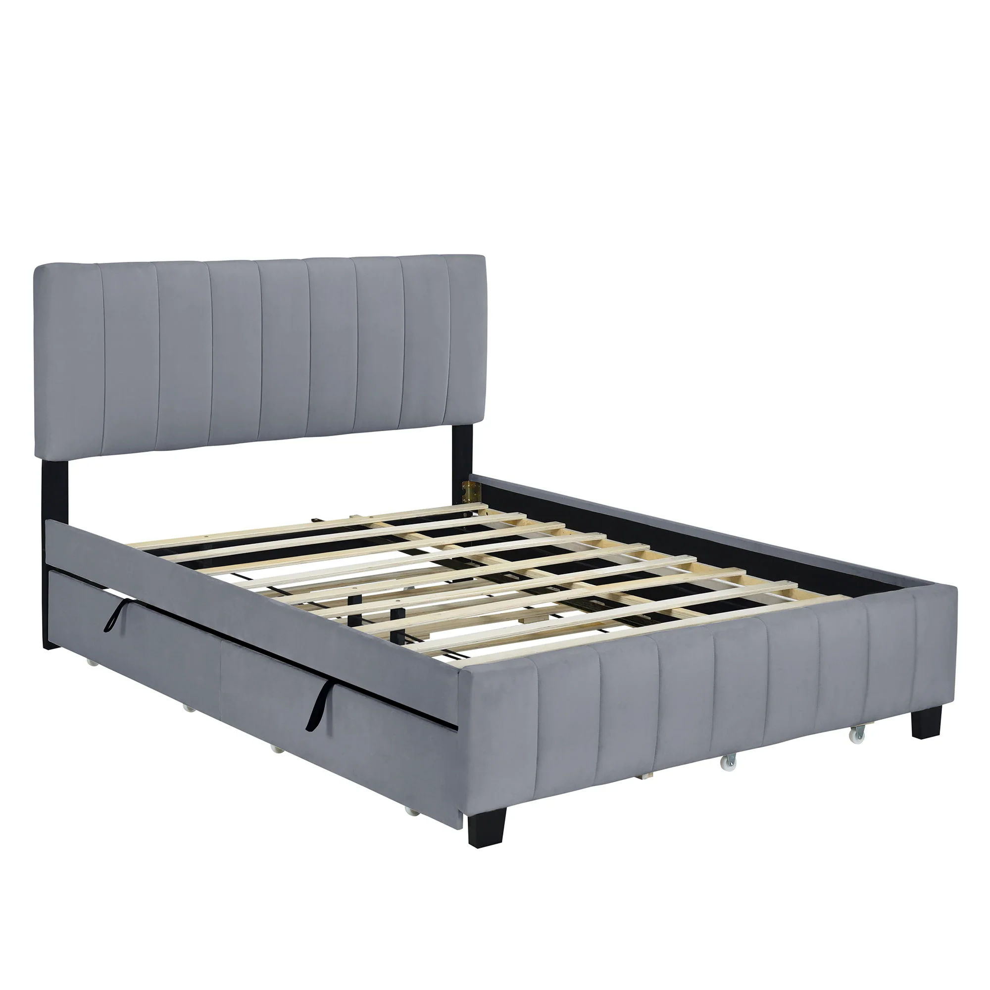 Platform UpholsteredBed With 2 Drawers And Twin Long Trundle - Image 2