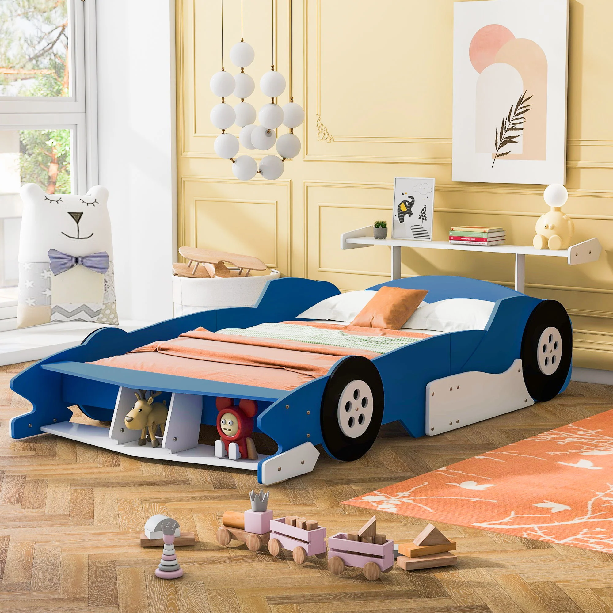 Race Car-Shaped Platform Bed With Wheels - Image 2