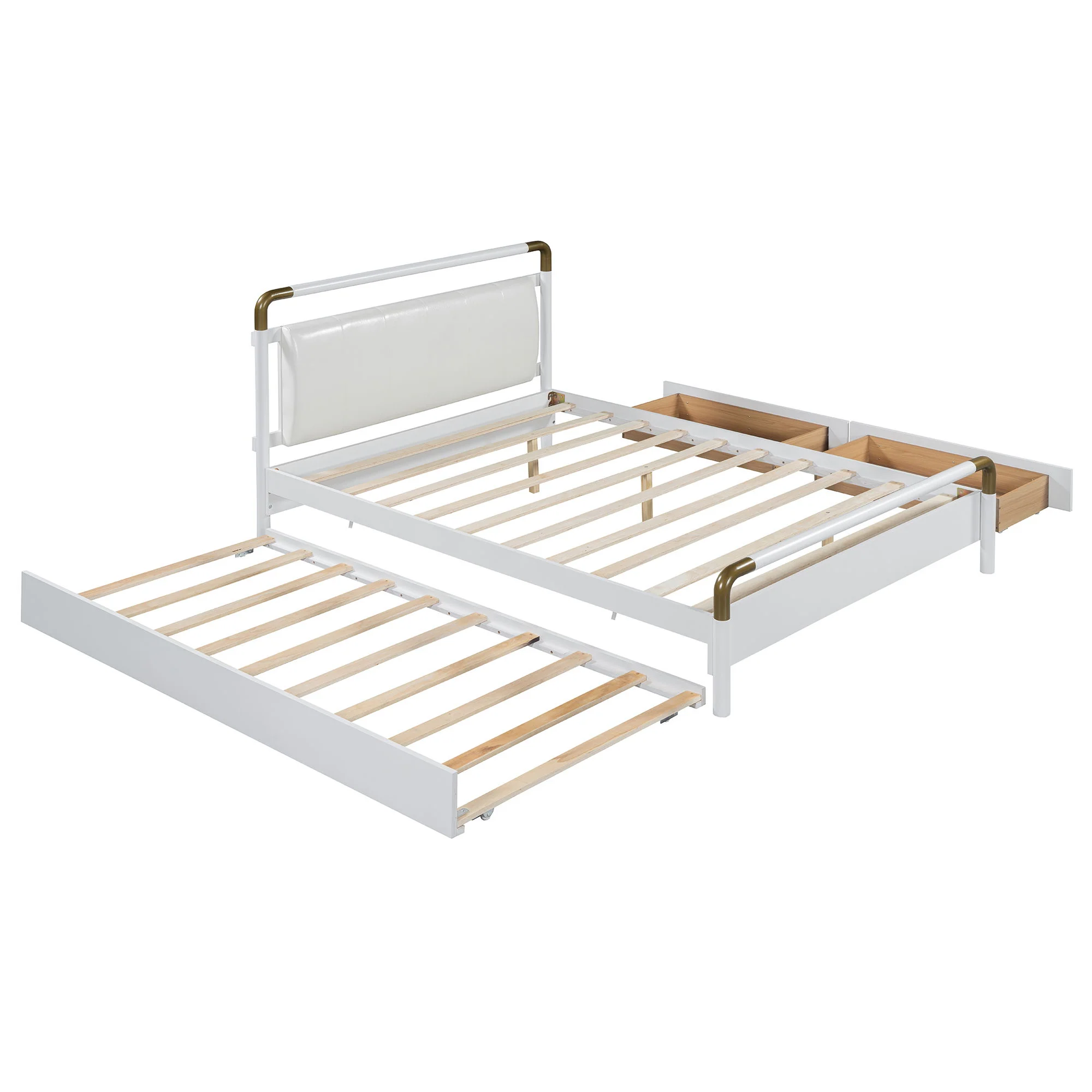 Storage Platform Bed, With 2 Big Drawers, Trundle - Image 2