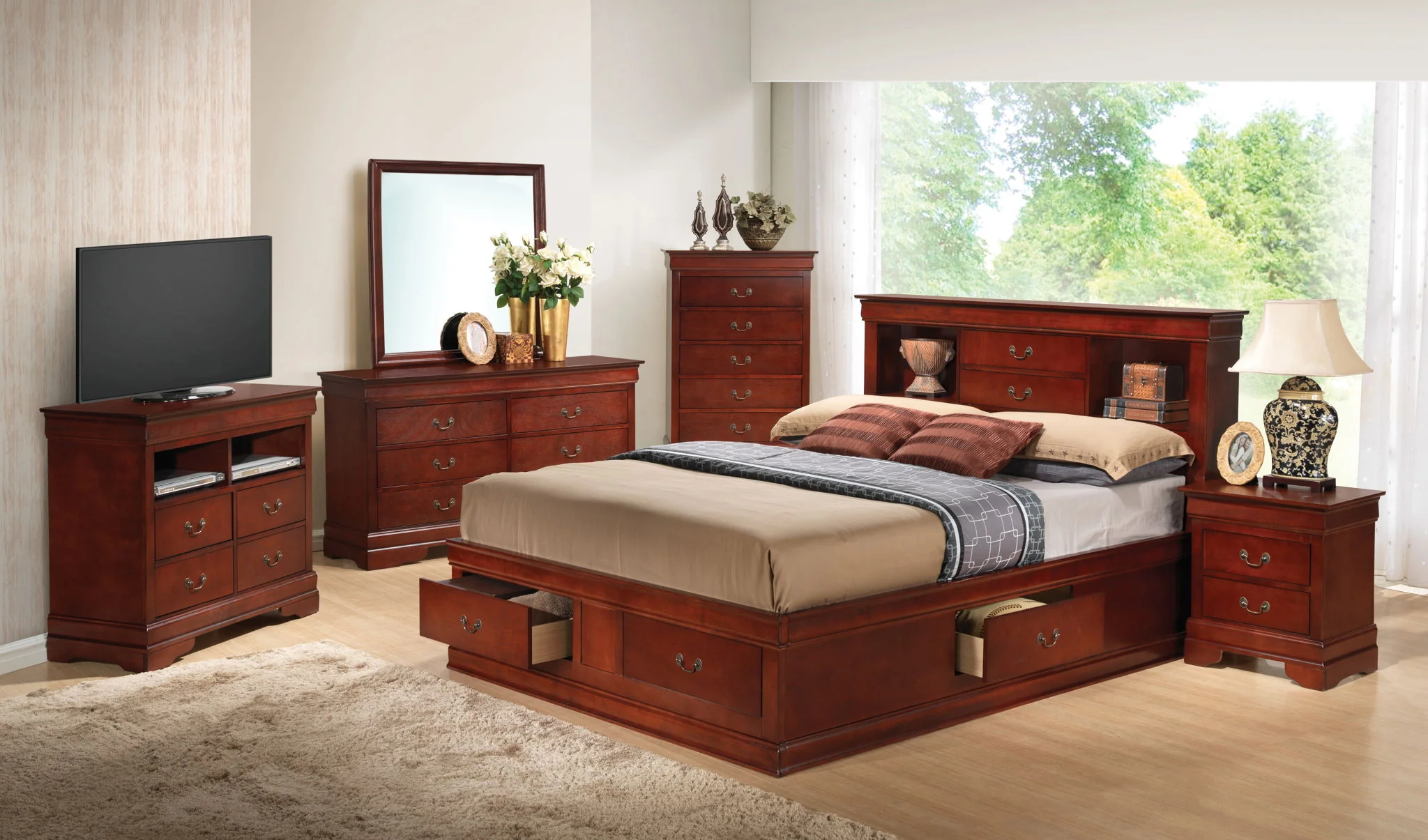 Traditional Style Bookcase Storage Bed - Image 30