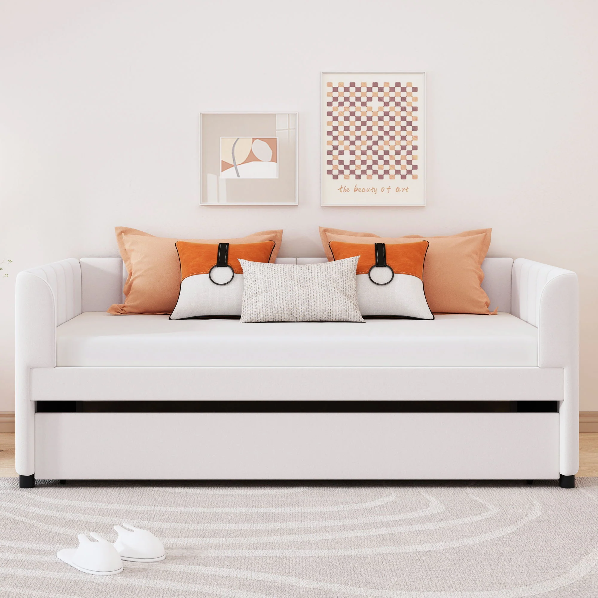 Upholstered Daybed With Ergonomic Design Backrest - Image 12
