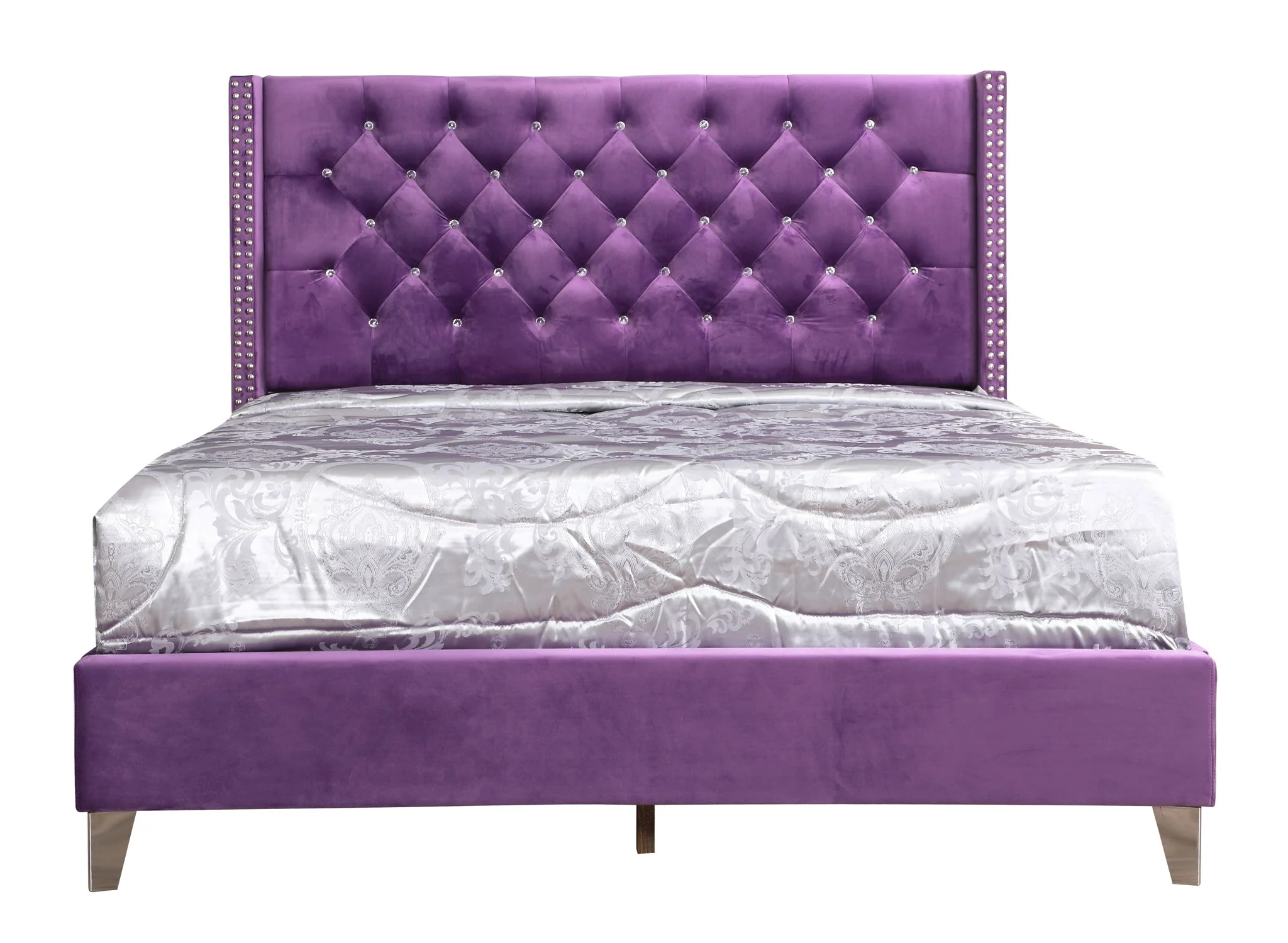 Upholstered Nailhead Trim Chic Bed - Image 29