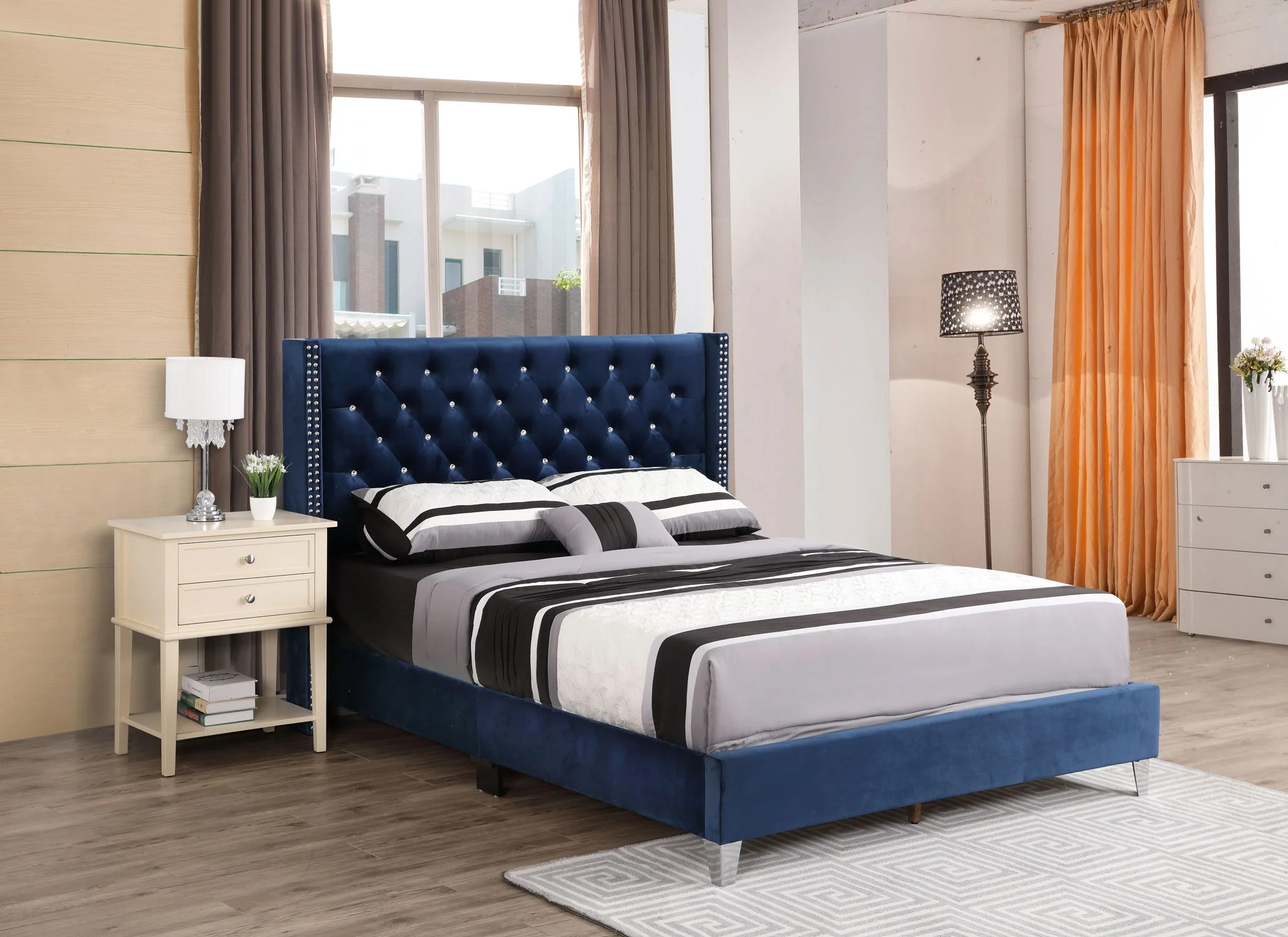 Upholstered Nailhead Trim Chic Bed - Image 3