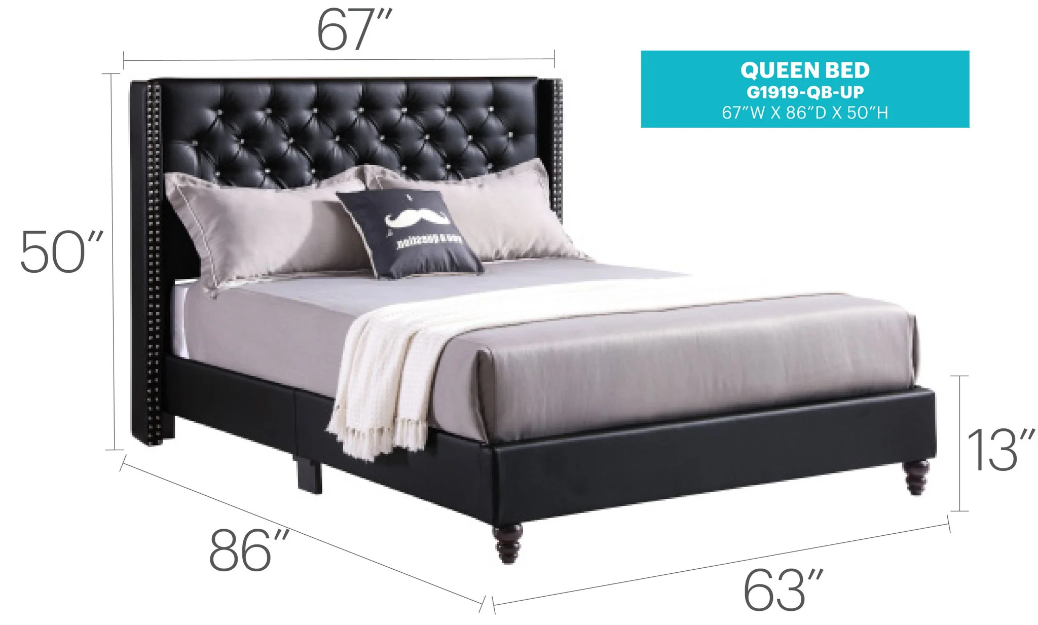 Upholstered Nailhead Trim Chic Bed - Image 32