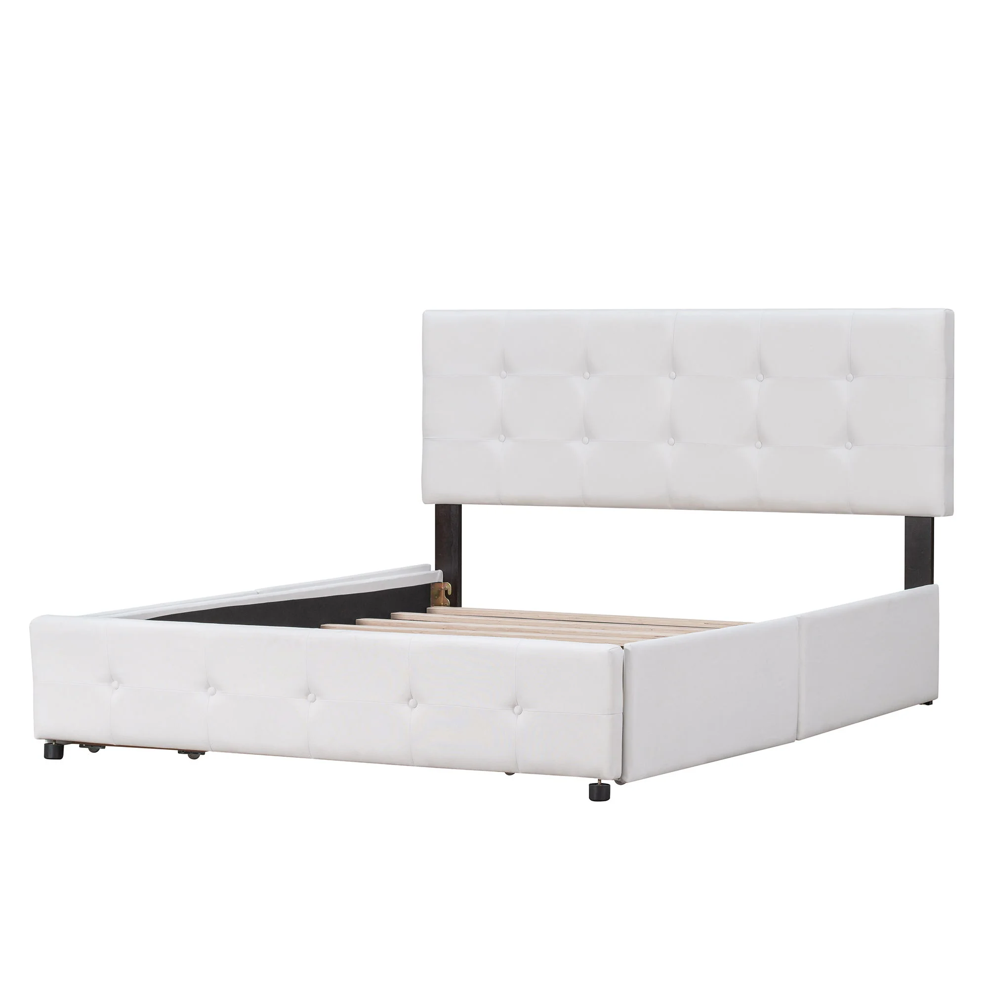 Upholstered Platform Bed With Classic Headboard And Drawers, No Box Spring Needed - Image 13