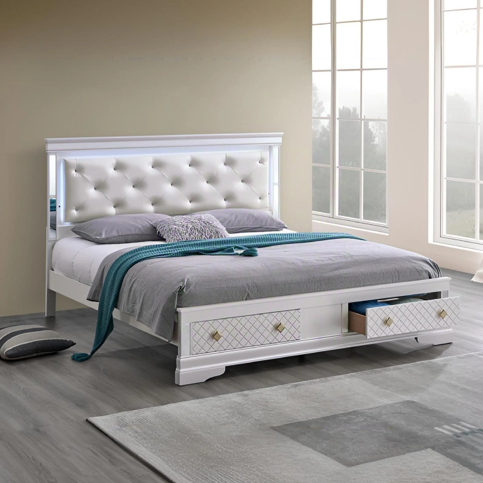 Verona - Bed With LED Accent Lighting, 2 Drawers - Image 3